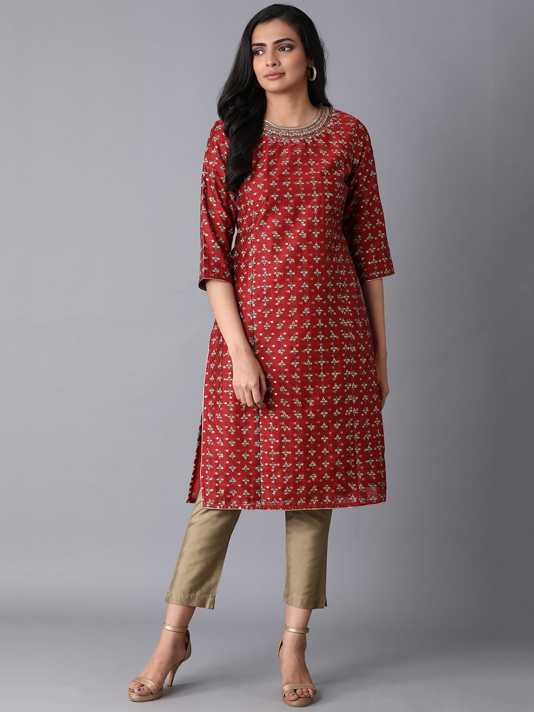 

Wishful Women Red Printed Kurta