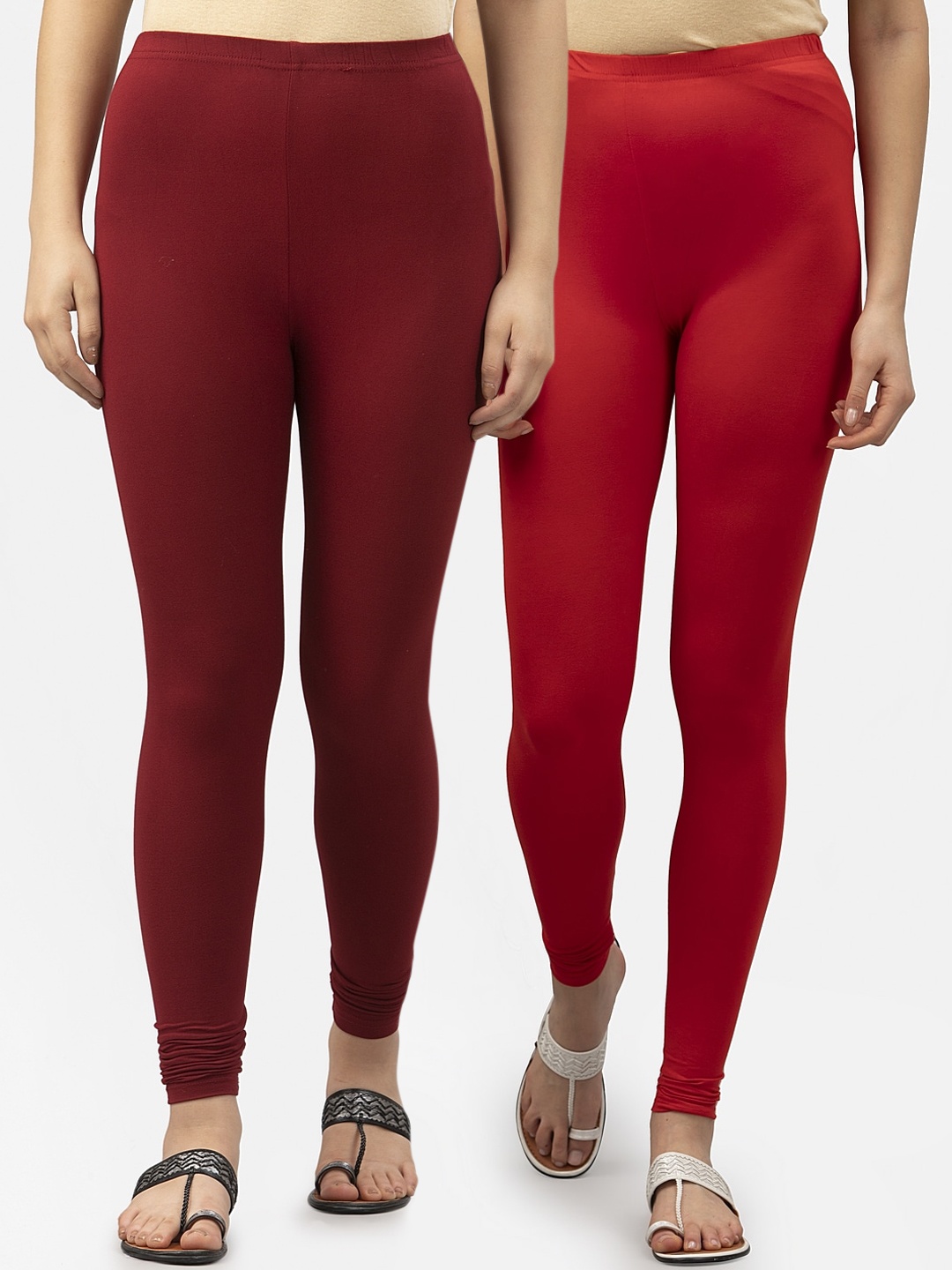 

Style Quotient Women Pack Of 2 Solid Leggings, Maroon