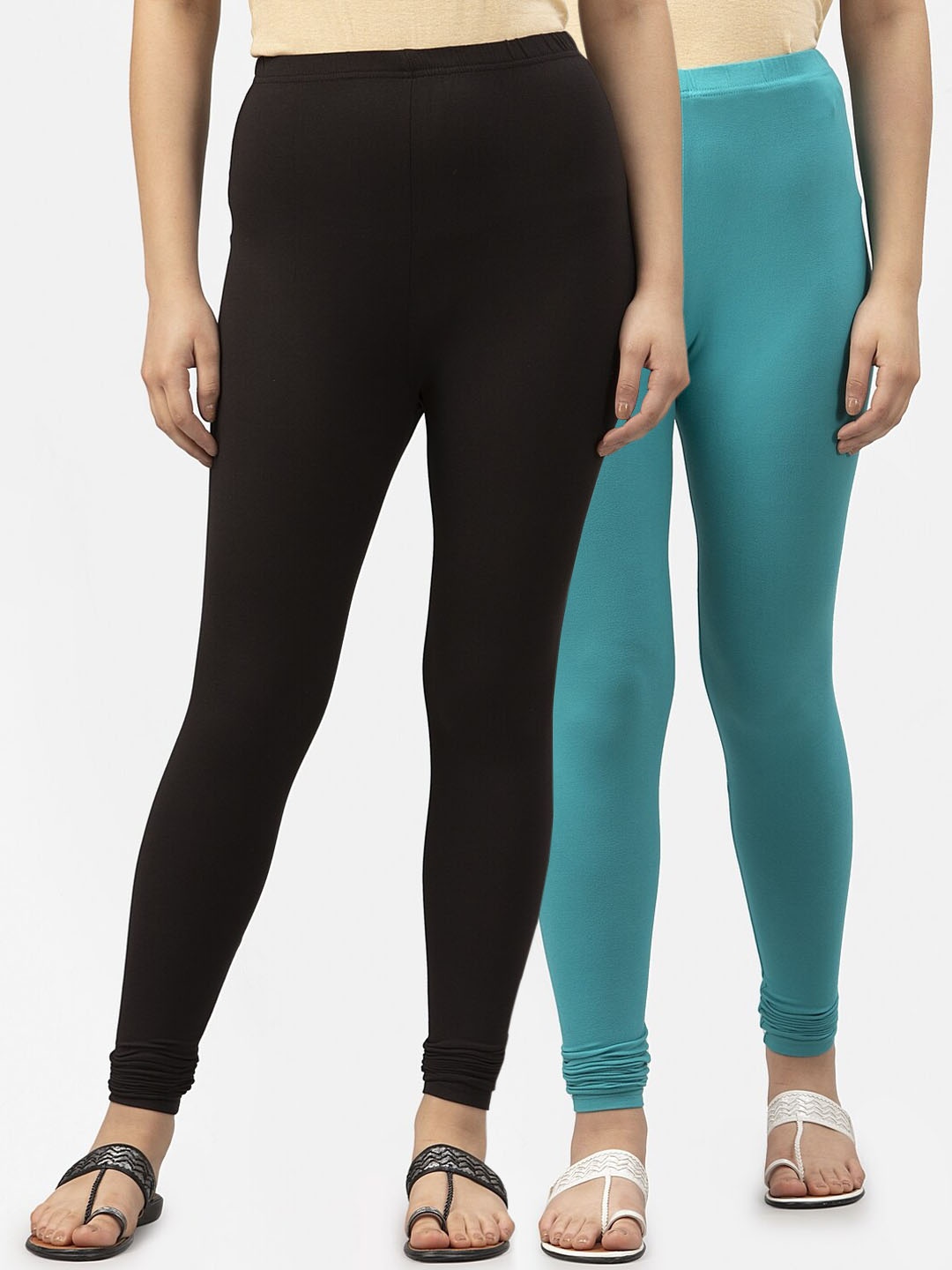 

Style Quotient Women Pack Of 2 Solid Ankle-Length Leggings, Black