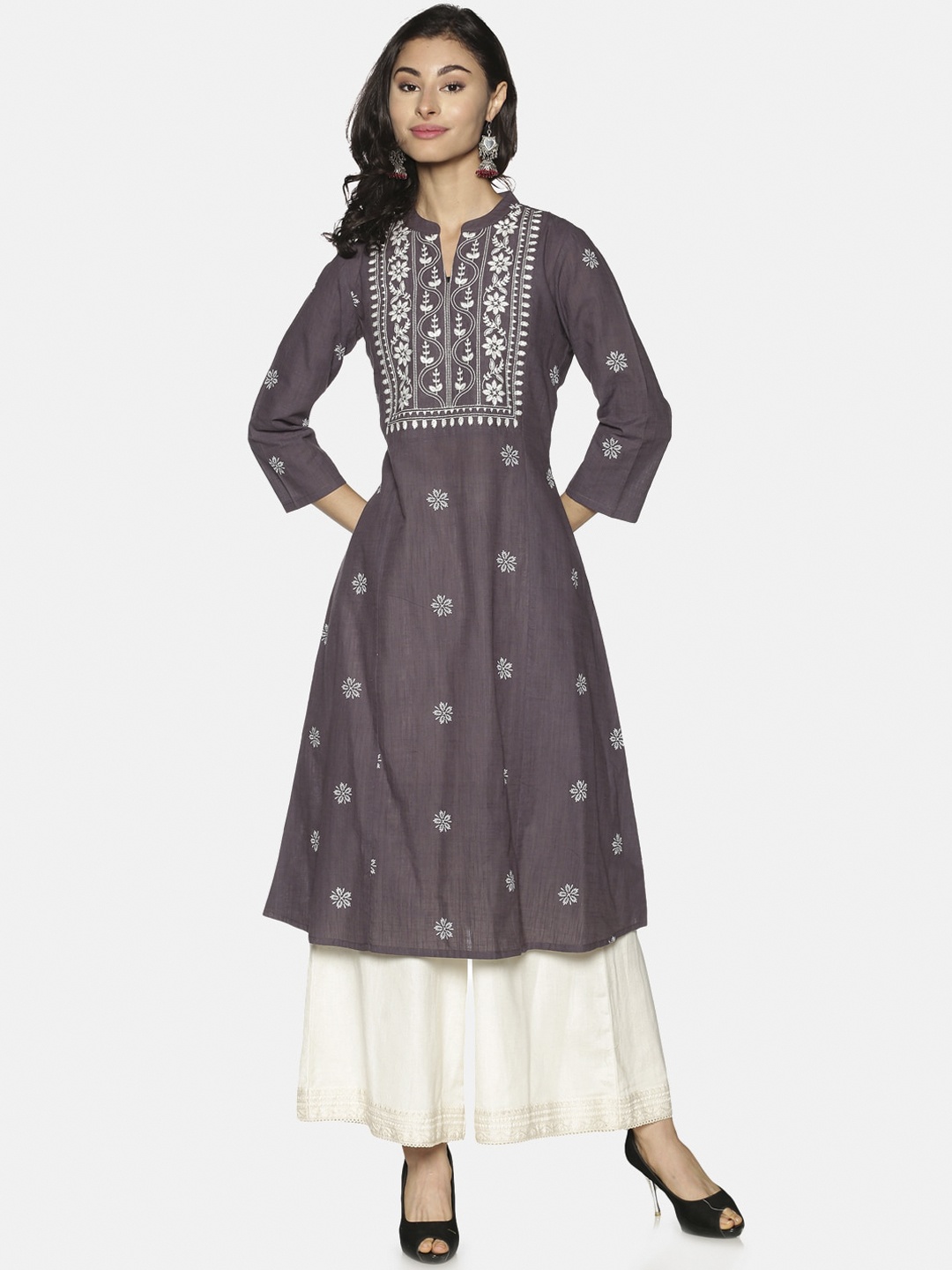 

Saffron Threads Women Purple Ethnic Motifs Anarkali Kurta