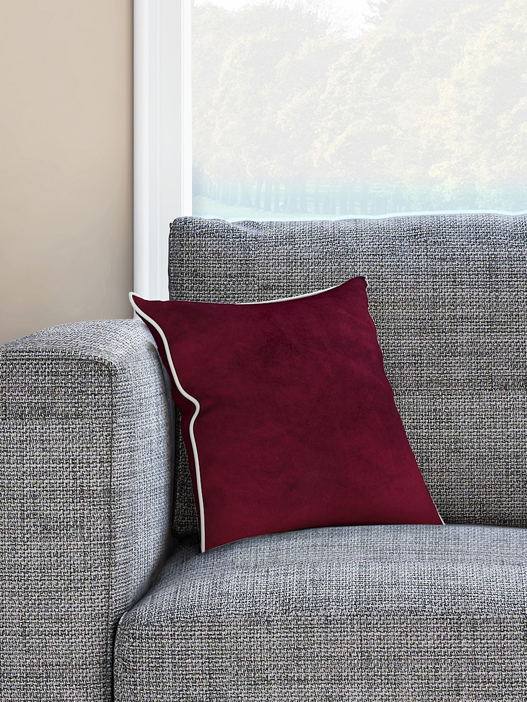 

Living scapes by Pantaloons Maroon Single Solid Square Cushion Covers