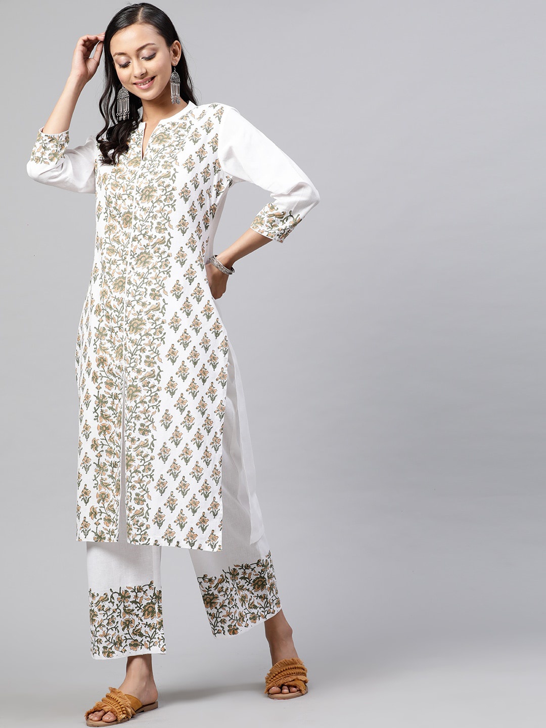

STREET 9 Women White Printed Kurta with Palazzos