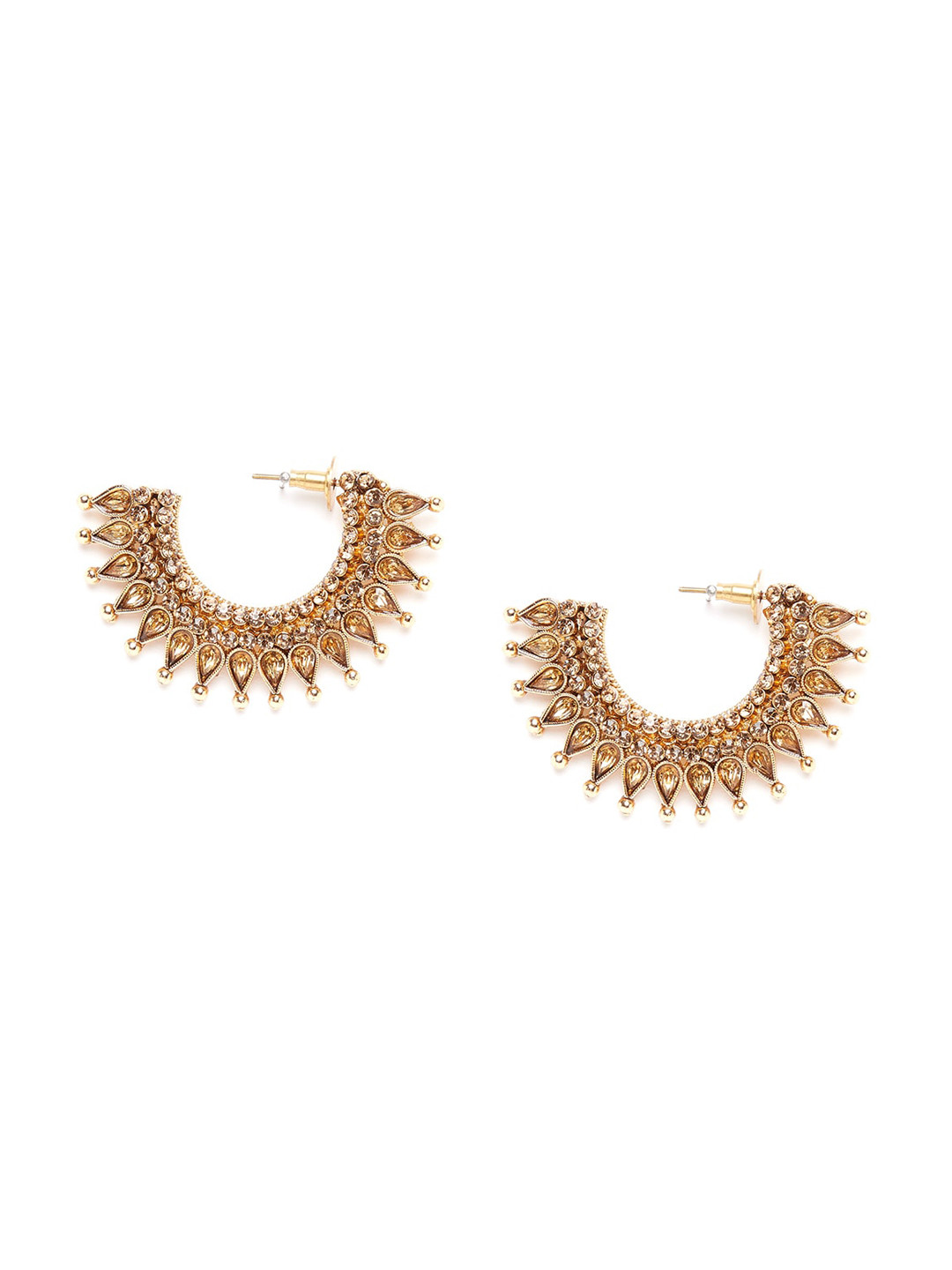 

PANASH Gold-Toned Crescent Shaped Half Hoop Earrings