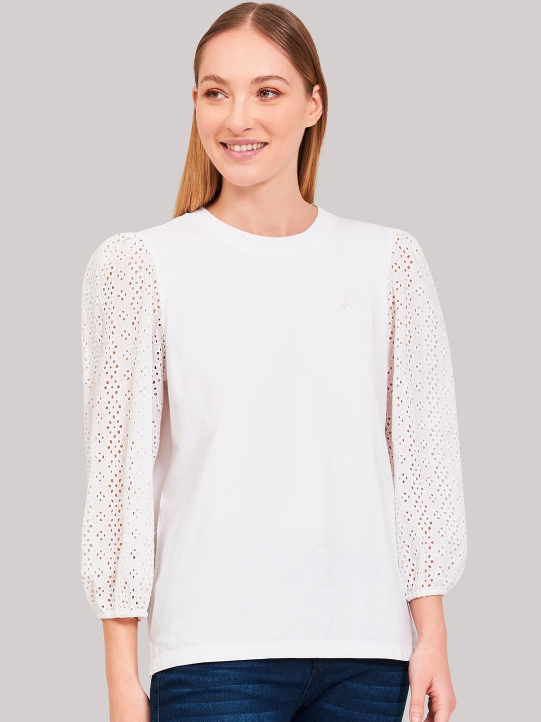 

Beverly Hills Polo Club Women White Solid Round Neck T-shirt