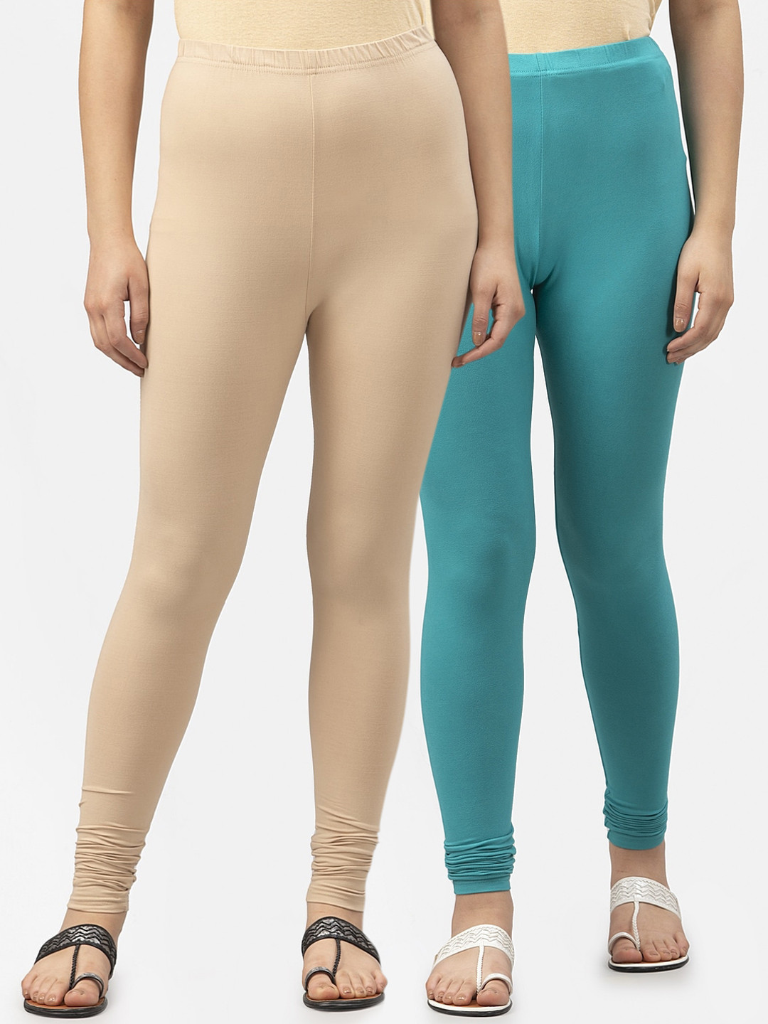 

Style Quotient Women Pack Of 2 Solid Leggings, Beige