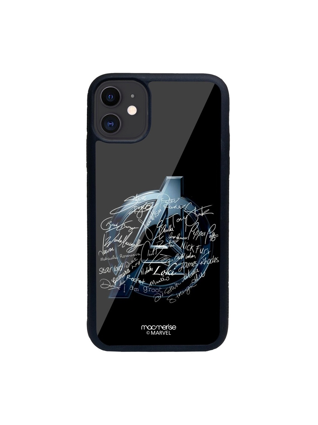 

macmerise Black & Blue Avengers Nostalgia Pattern iPhone 11 Back Case
