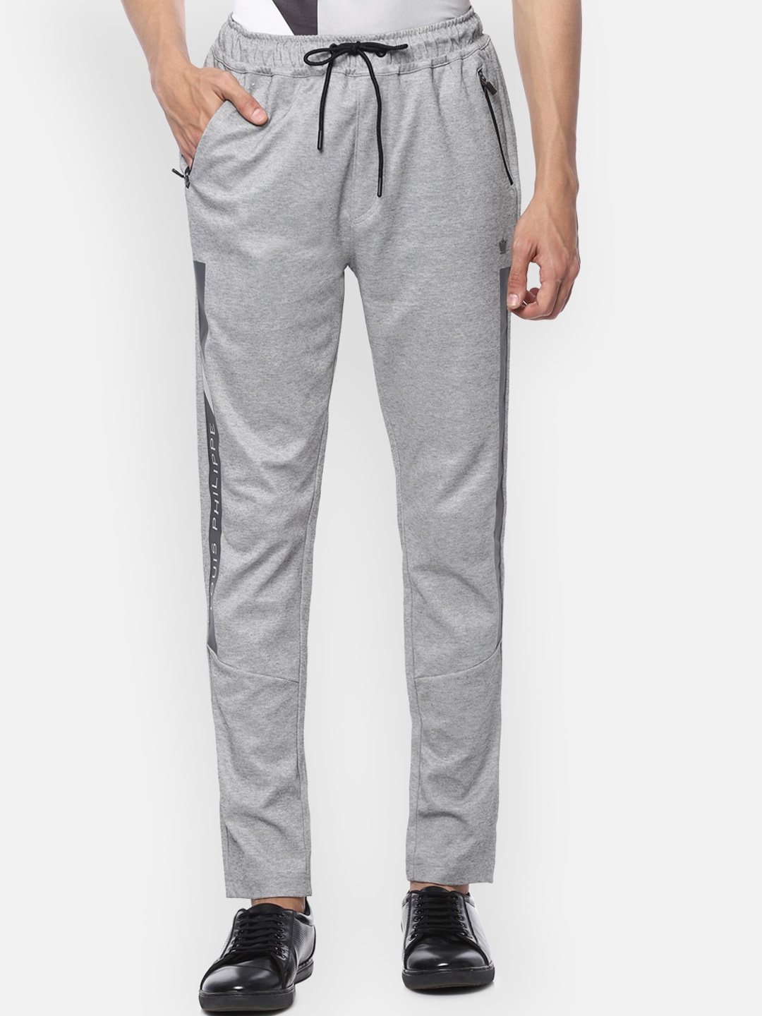 

Louis Philippe ATHPLAY Men Grey Slim Fit Self Design Regular Trousers
