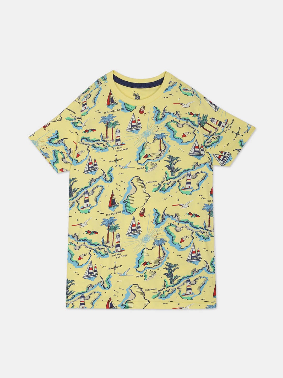 

U.S. Polo Assn. Kids Boys Yellow Printed Round Neck T-shirt