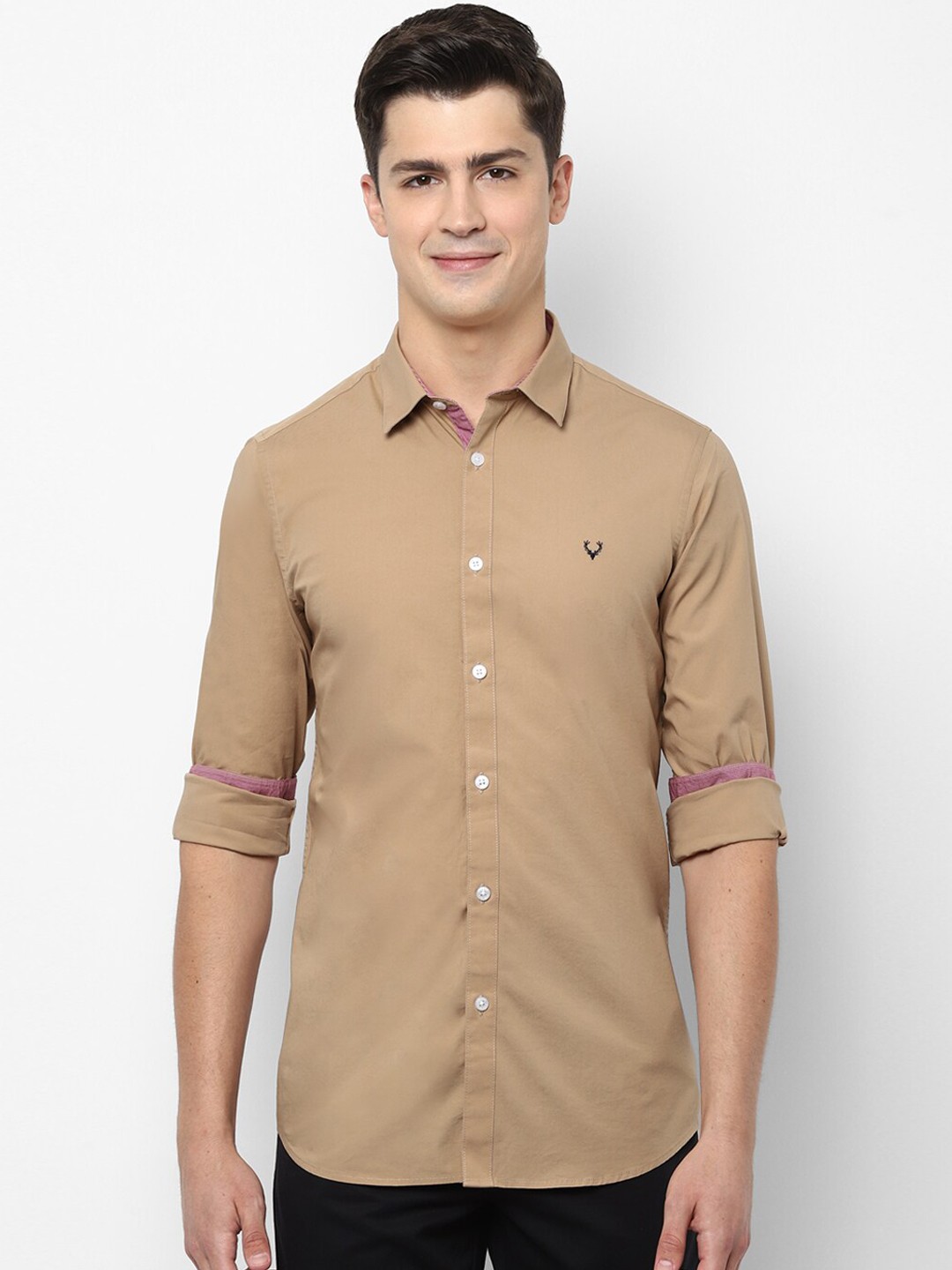 

Allen Solly Men Beige Solid Slim Fit Semiformal Shirt