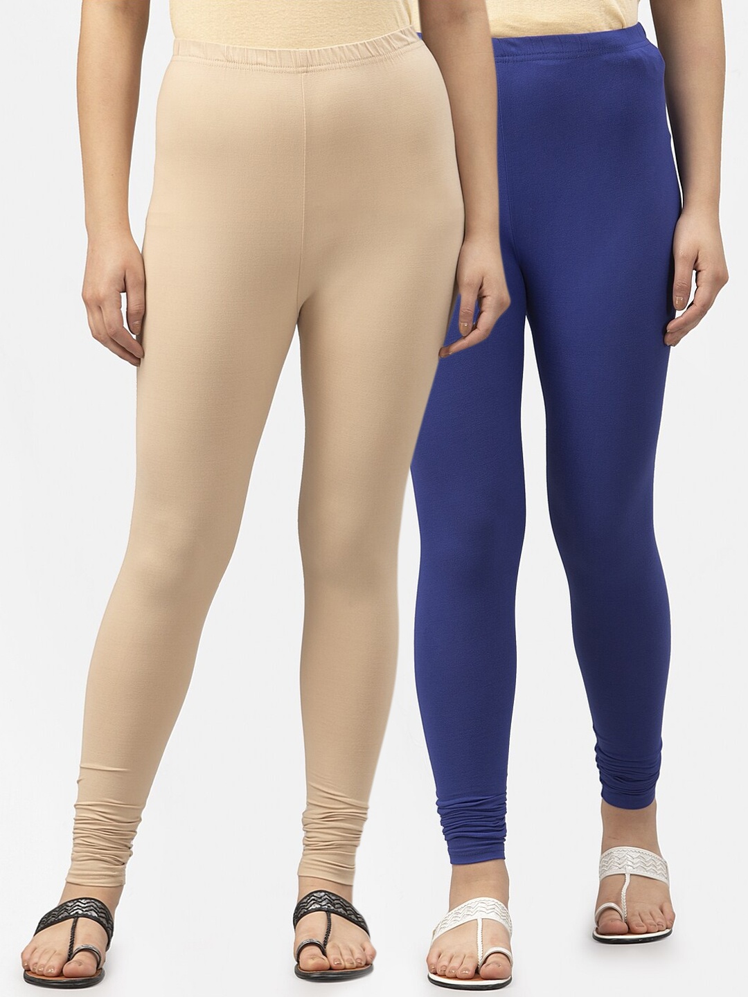 

Style Quotient Women Pack Of 2 Solid Ankle-Length Leggings, Blue