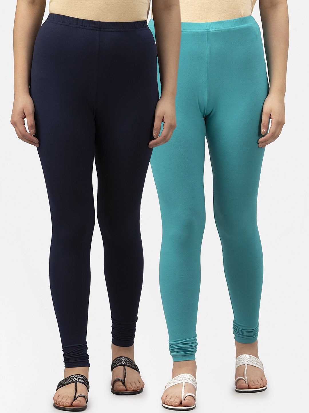 

Style Quotient Women Pack Of 2 Solid Ankle-Length Leggings, Blue