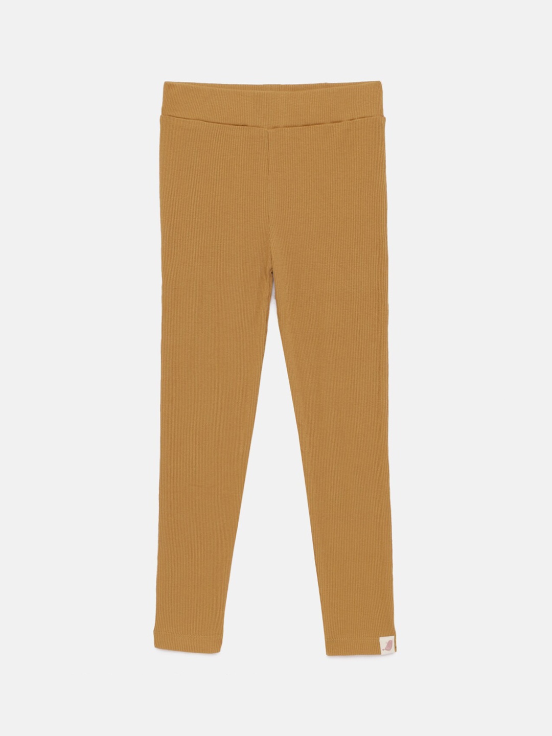 

SOFIE & SAM Girls Mustard Yellow Ribbed Ankle-Length Leggings