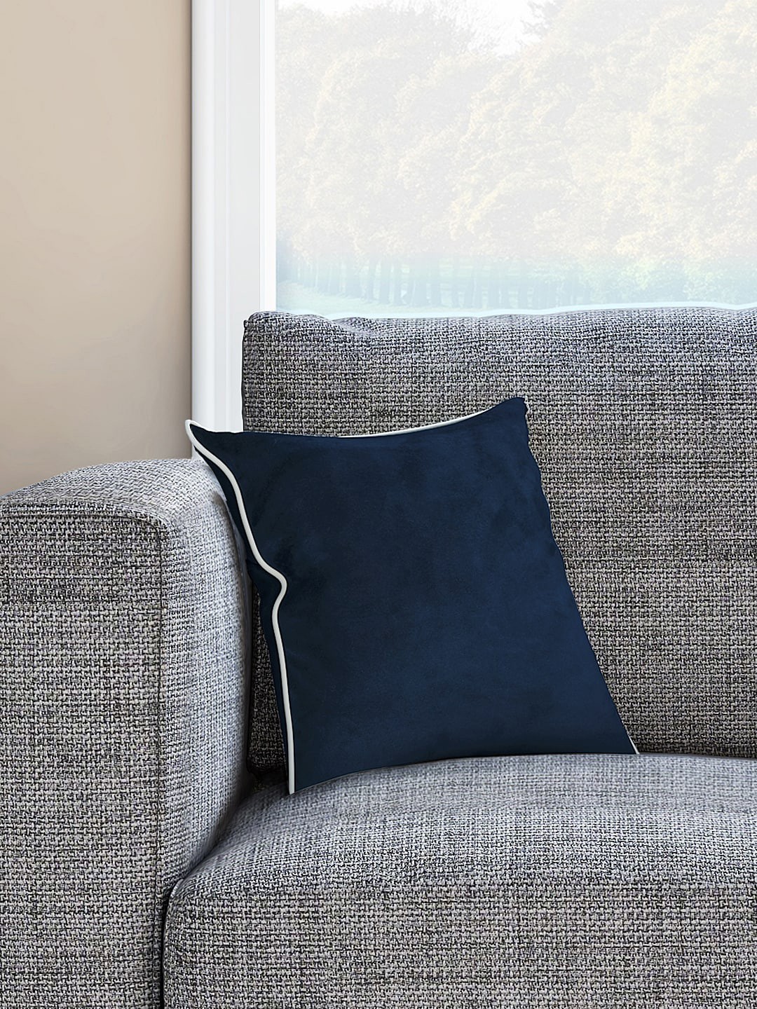 

Living scapes by Pantaloons Navy Blue Single Solid Square Cushion Cover