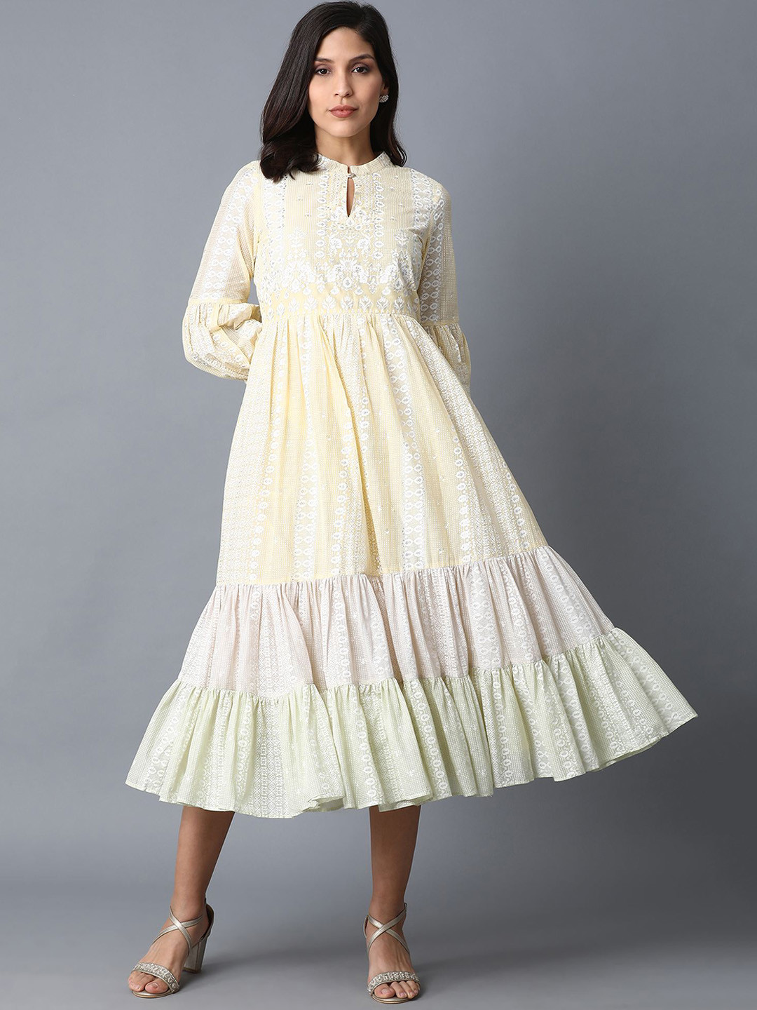 

W Women Yellow Solid Empire Dress