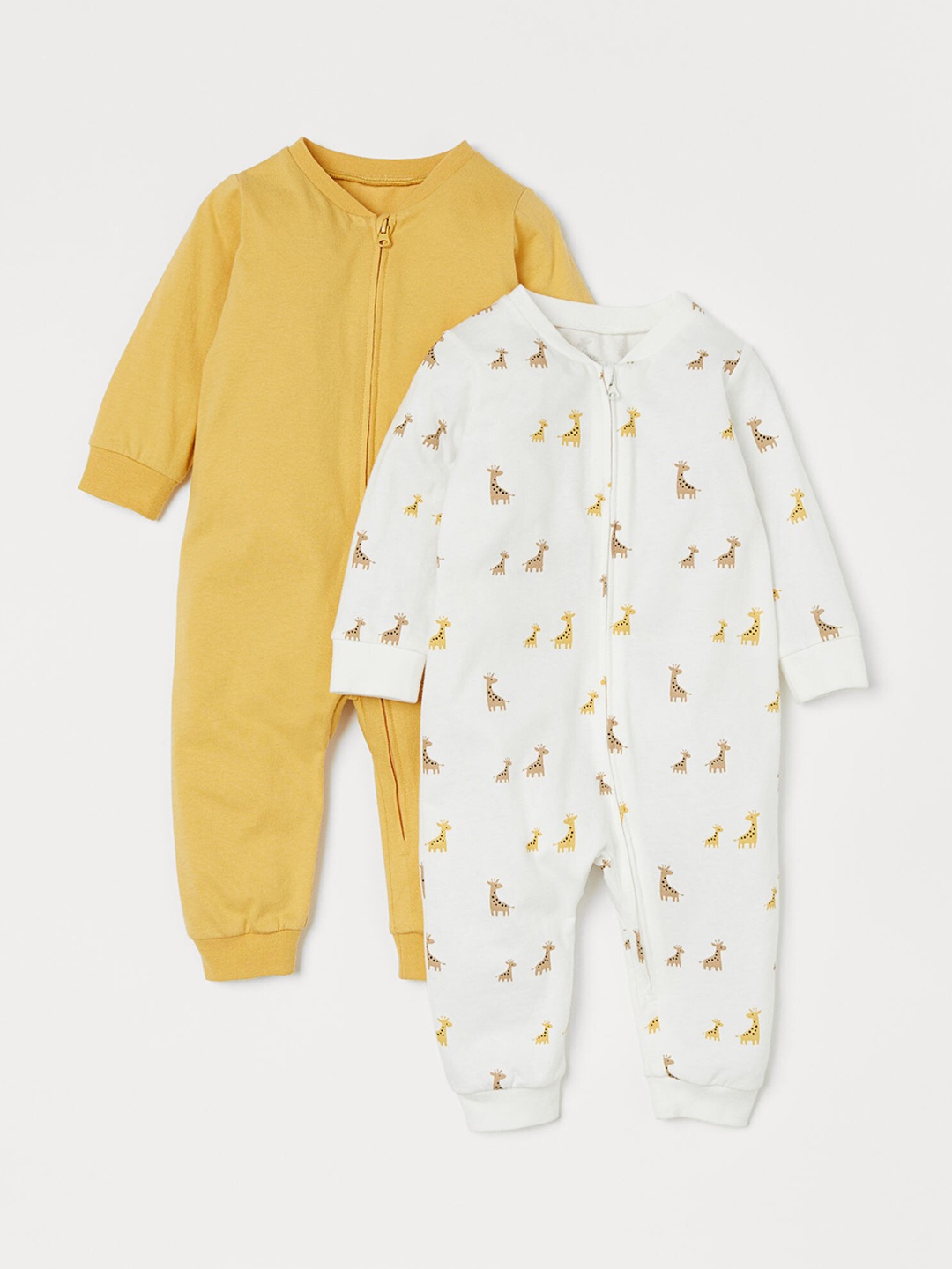 

H&M Kids 2-pack zip-up pyjamas, White