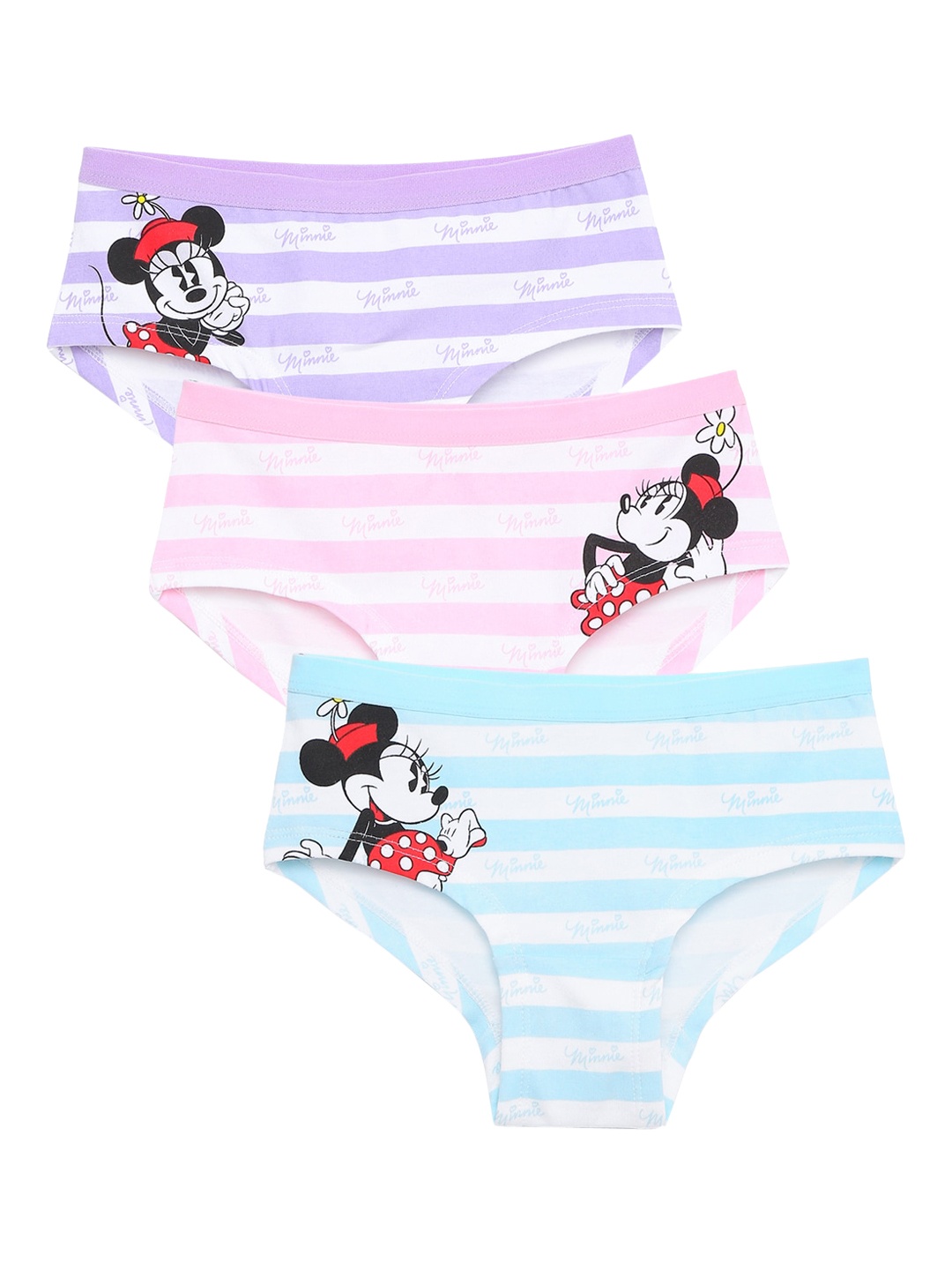

Charm n Cherish Girls Pack Of 3 Striped Hipster Briefs GDHIP6, Pink