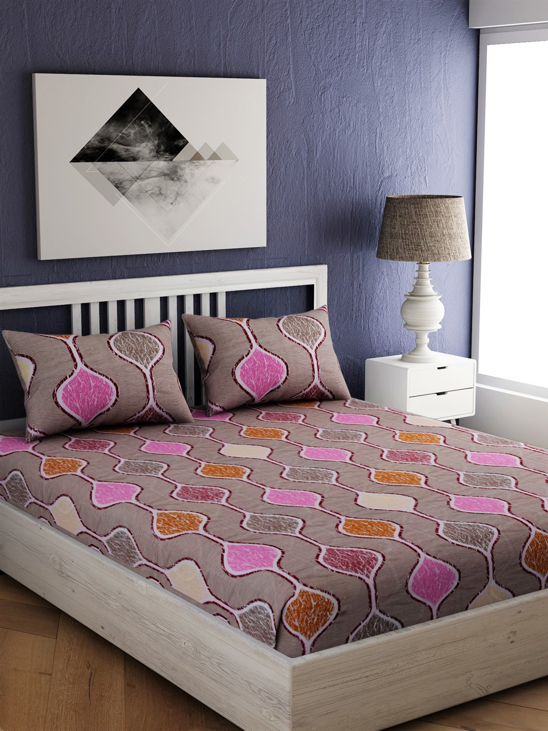 

EverHOME Unisex Multi Colored Cotton Bedsheets, Grey