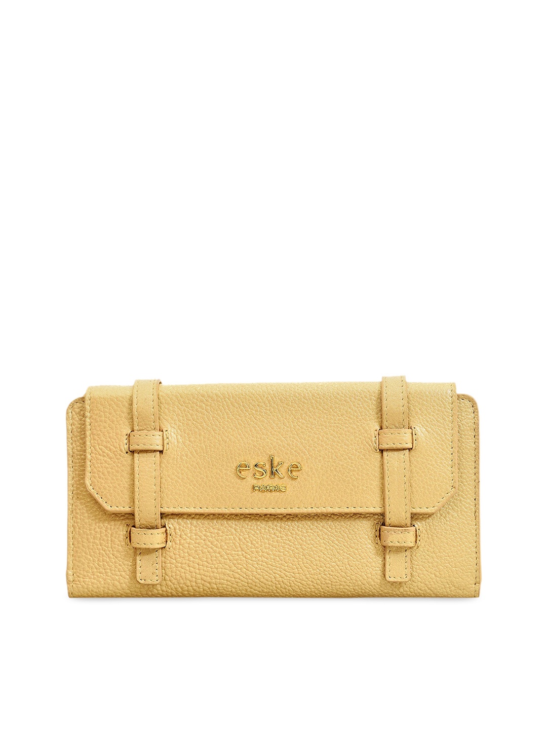 

Eske Women Gold Solid Leather Wallet, Beige