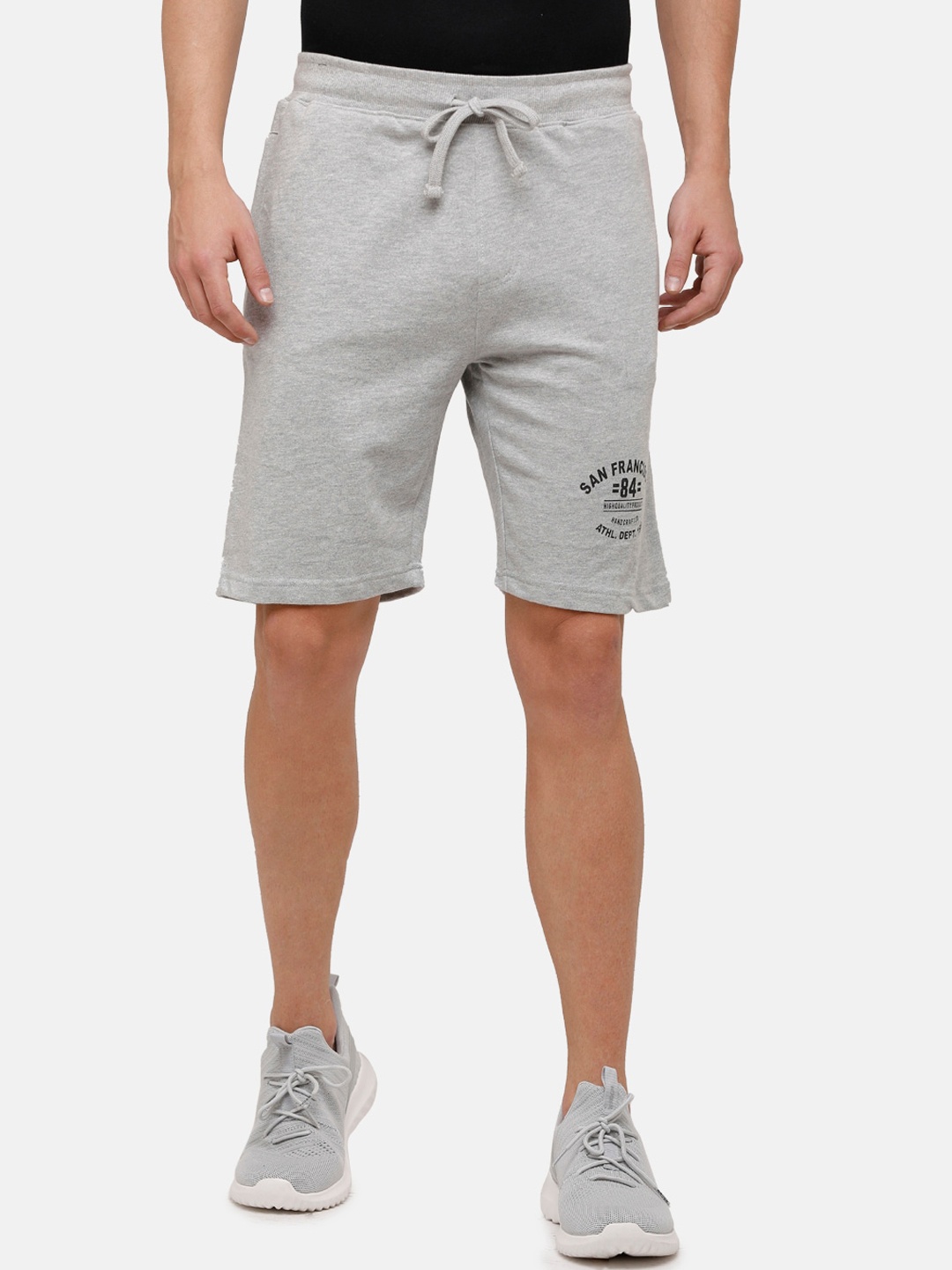 

MADSTO Men Grey Melange Solid Regular Fit Shorts