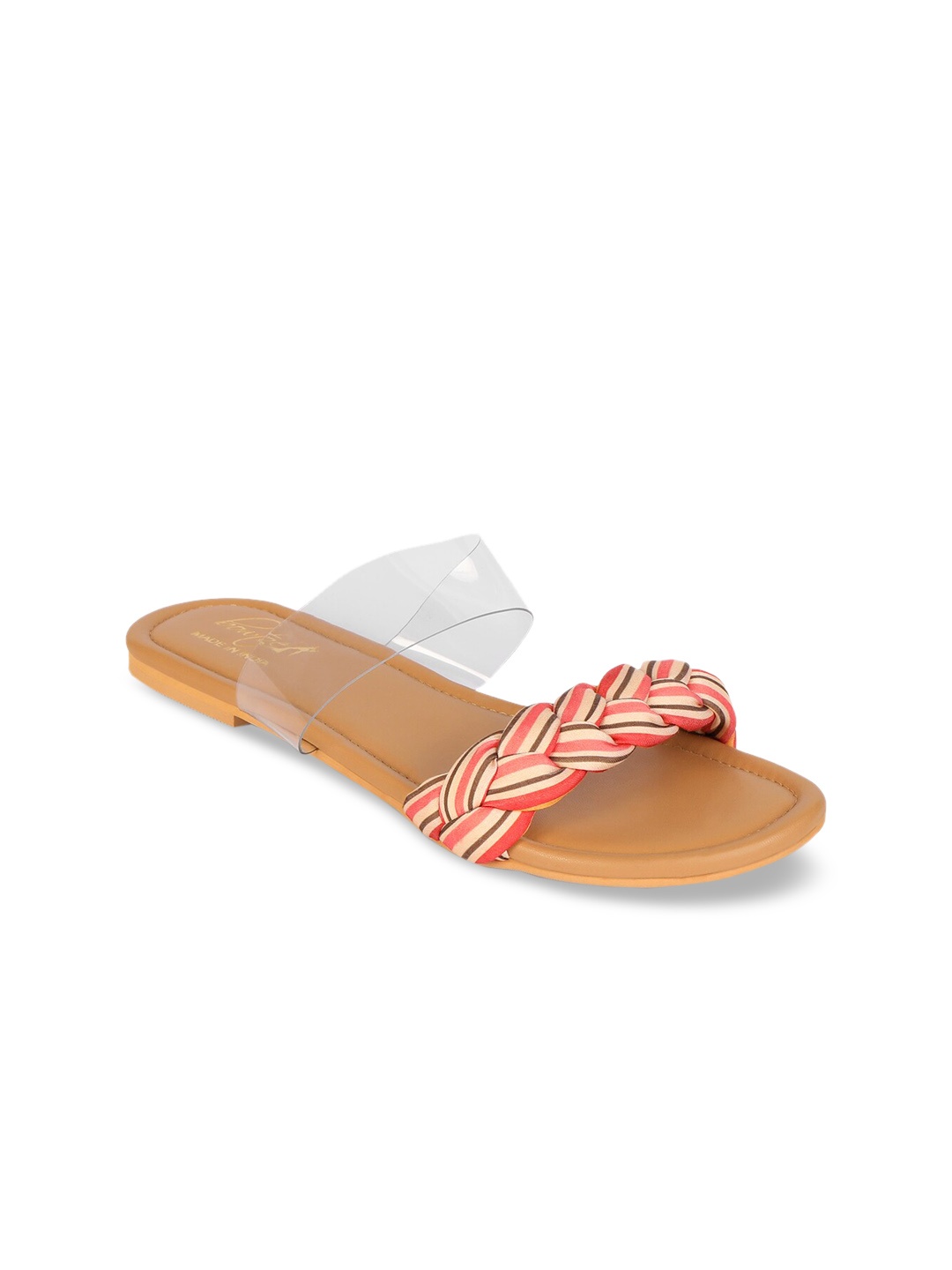 

Bowtoes Women Red & Beige Woven Design Open Toe Flats