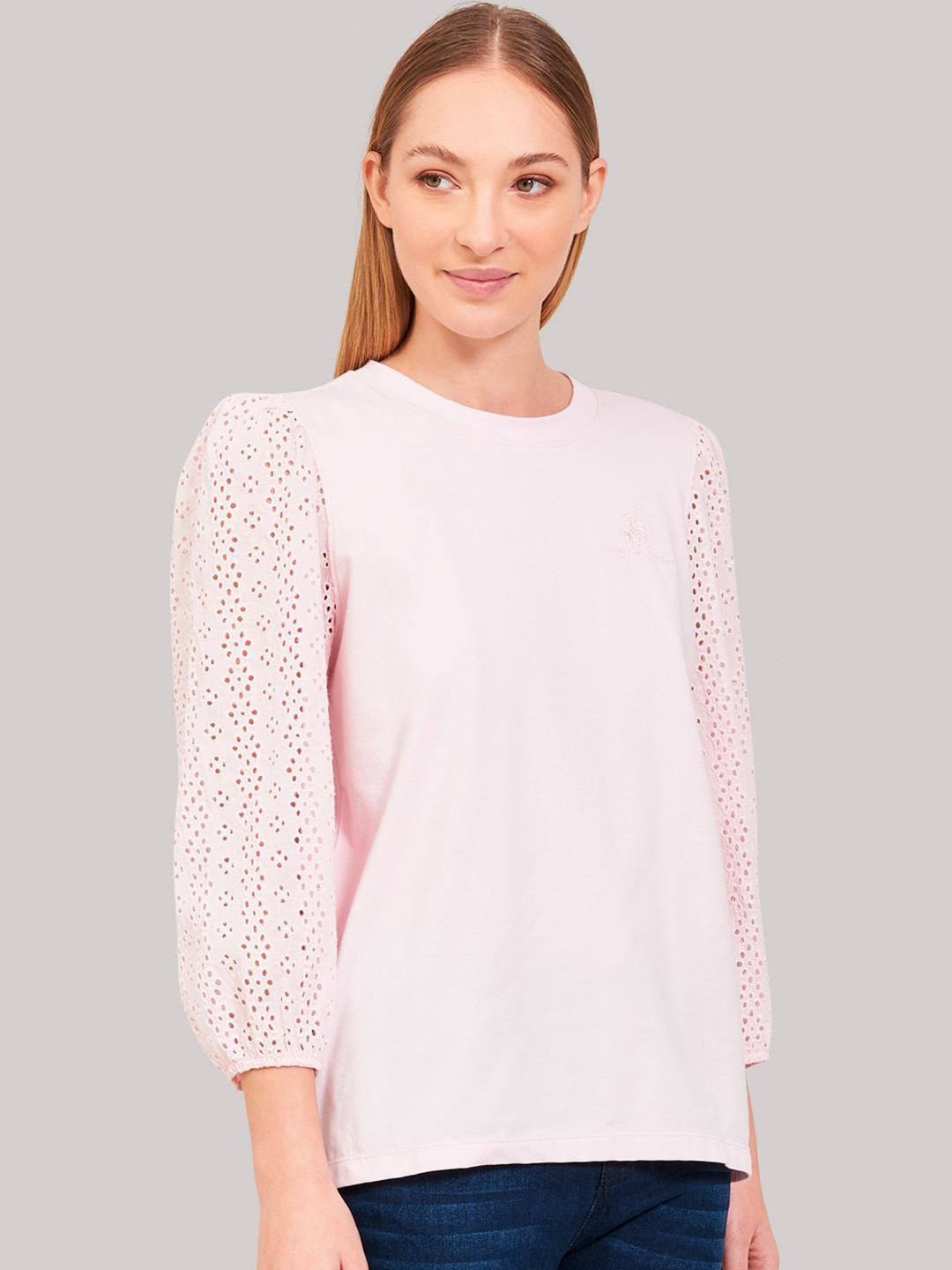 

Beverly Hills Polo Club Women Pink Self Design Round Neck T-shirt