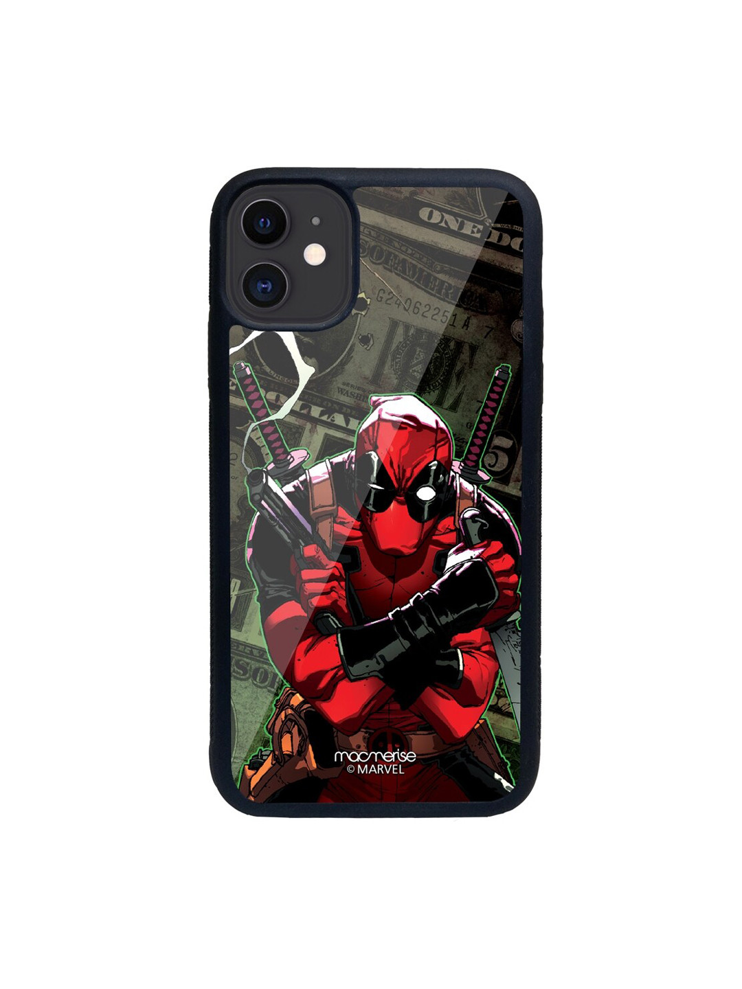 

macmerise Red & Black Deadpool Dollar Glass iPhone 11 Phone Case