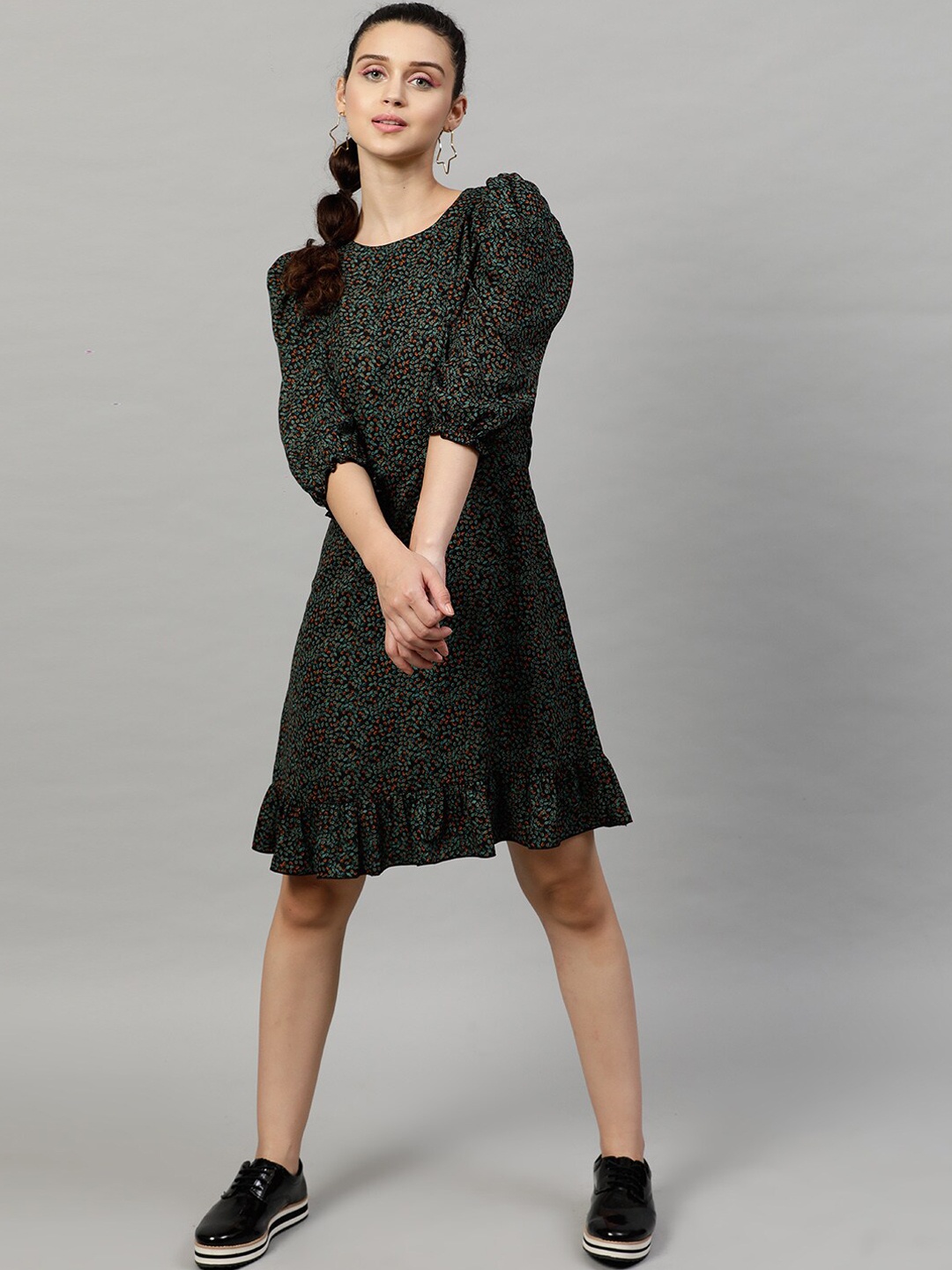 STREET 9 Women Black Printed A-Line Dress