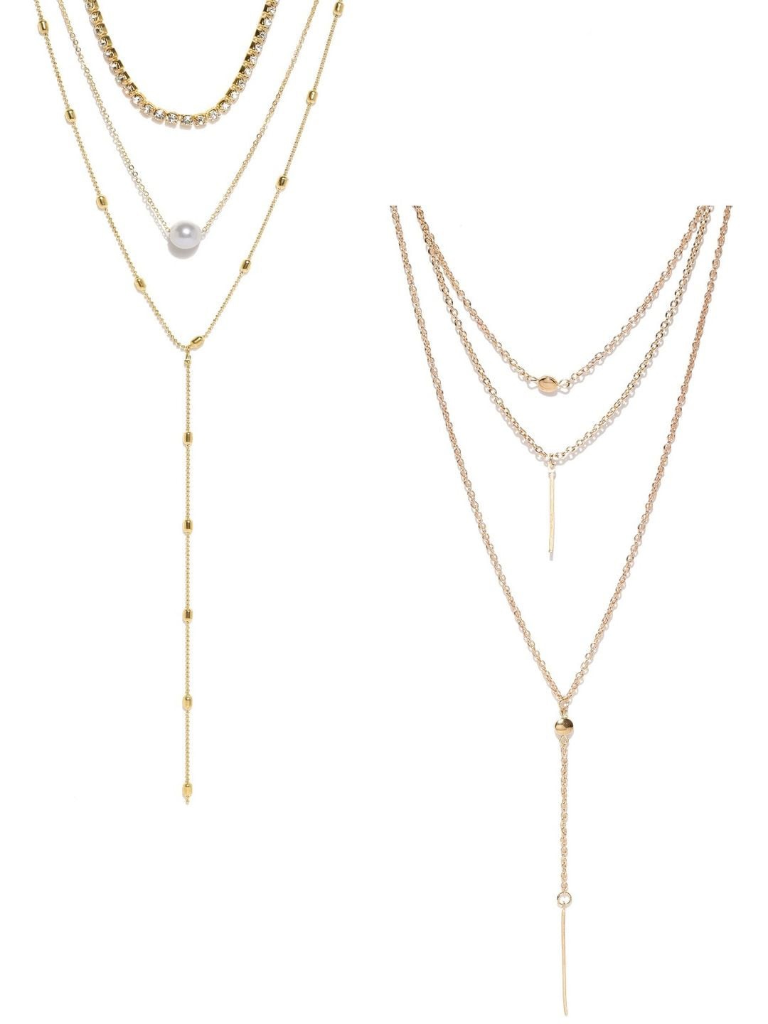 

OOMPH Set of 2 Gold-Toned Alloy Layered Necklaces