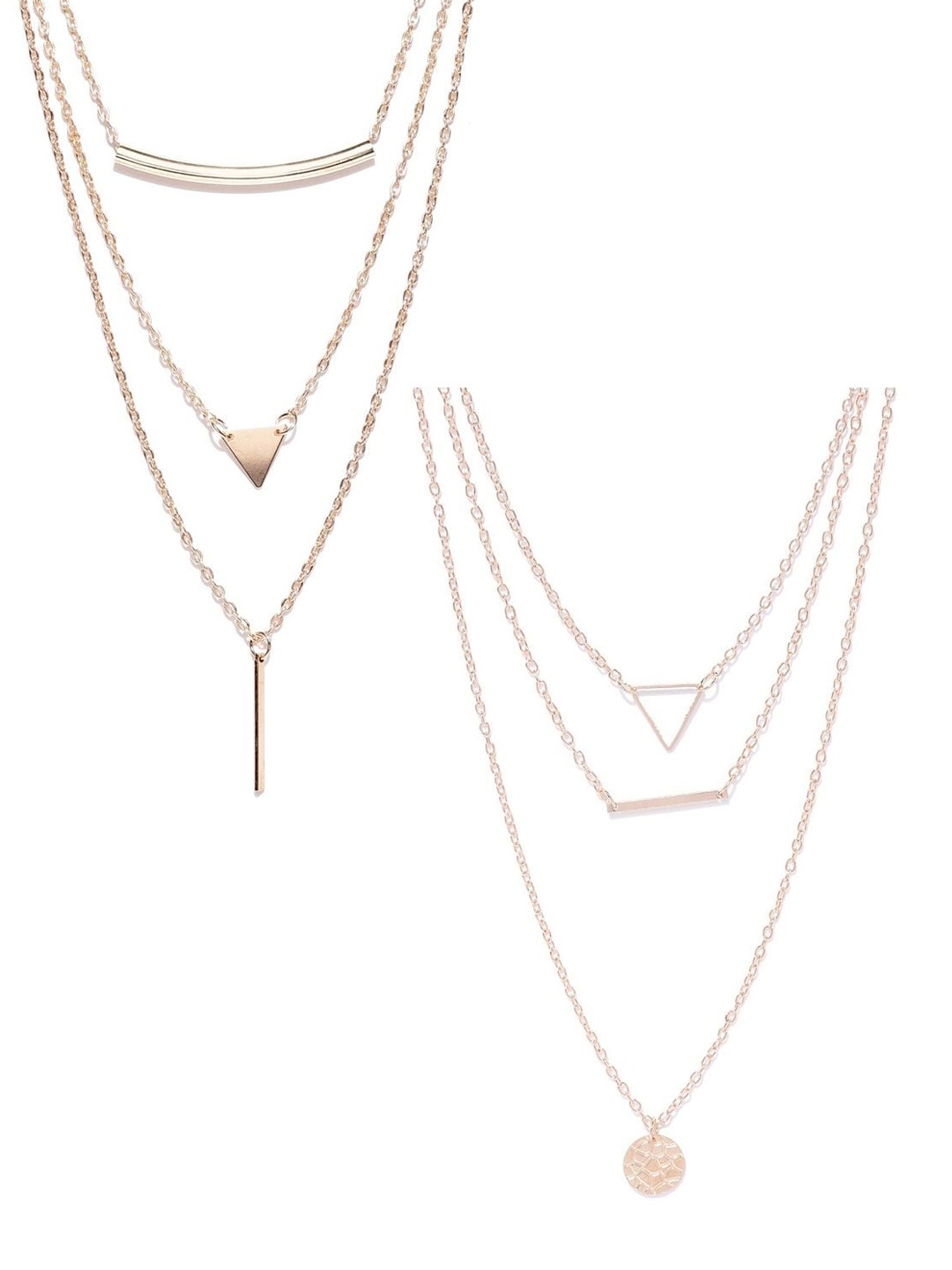 

OOMPH Rose Gold Set of 2 Multi Layered Multi-Strand Charm