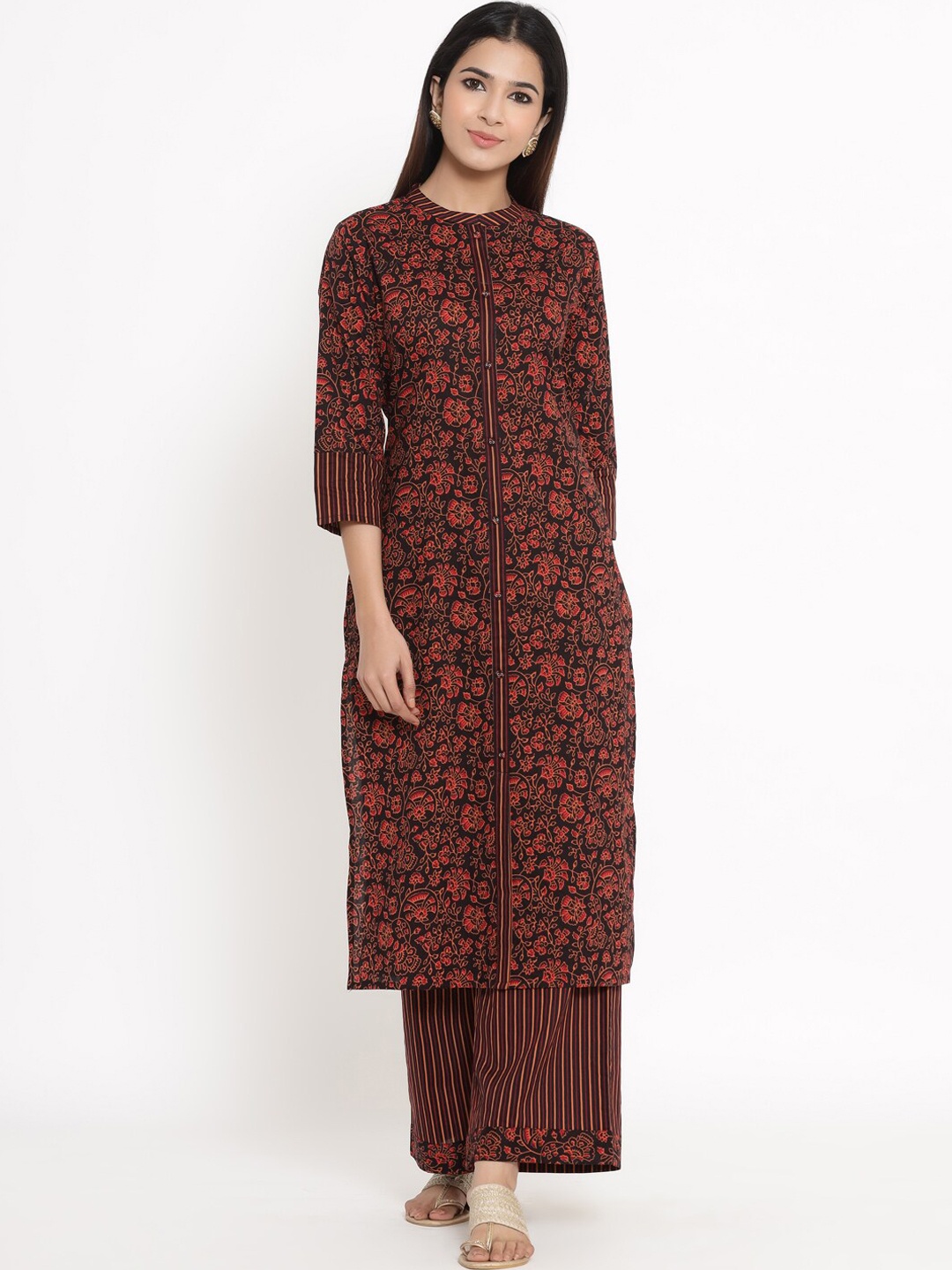 

kipek Women Brown Printed Kurta with Palazzos