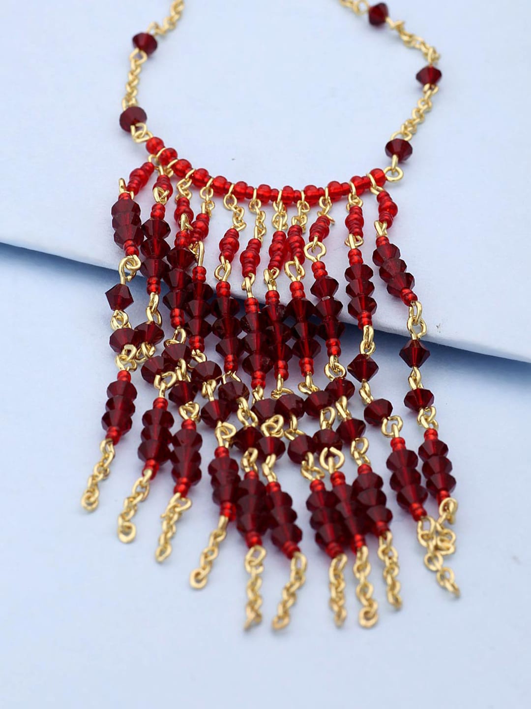 

Voylla Maroon Gold-Plated Necklace