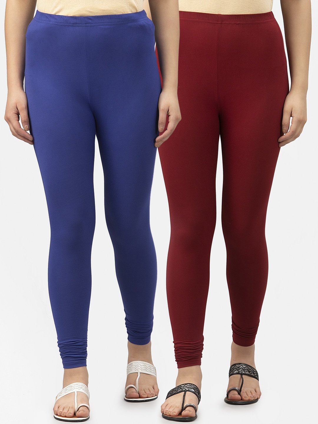 

Style Quotient Women Pack Of 2 Solid Ankle-Length Leggings, Blue