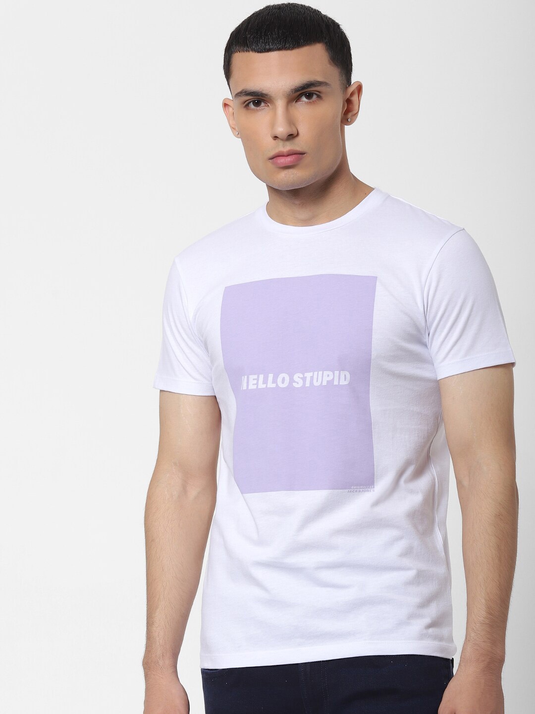 

Jack & Jones Men White Printed Round Neck T-shirt