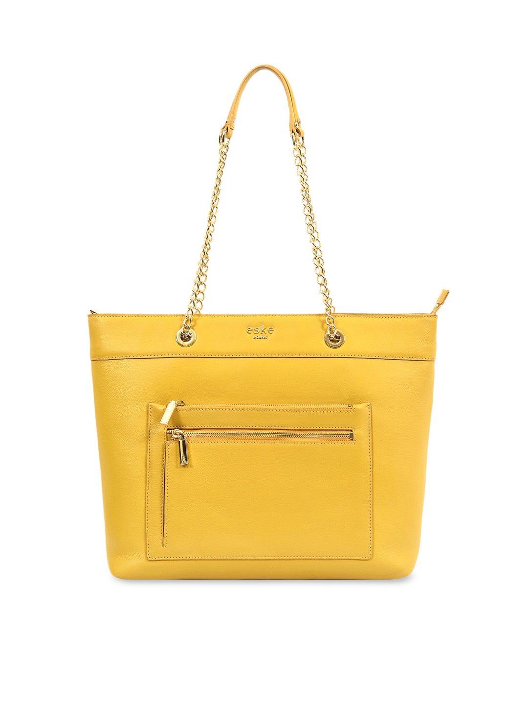 

Eske Yellow Solid Leather Shoulder Bag
