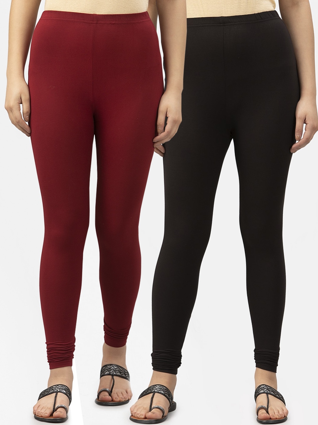 

Style Quotient Women Pack of 2 Solid Ankle-Length Leggings, Black