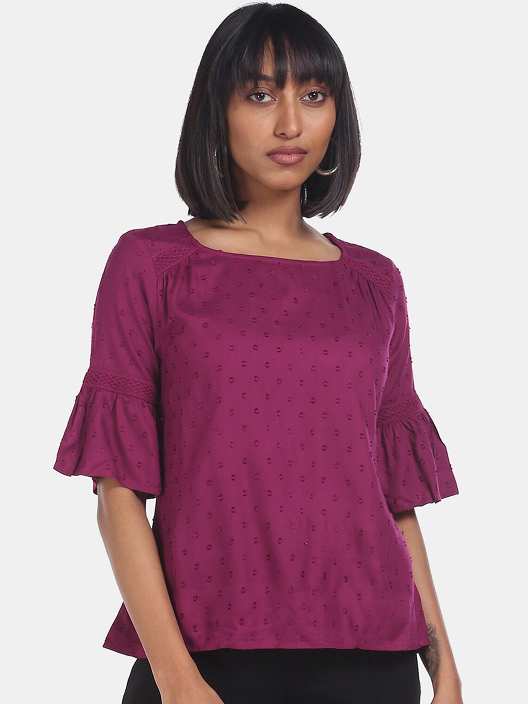 

Aeropostale Purple Bell Sleeves Regular Top