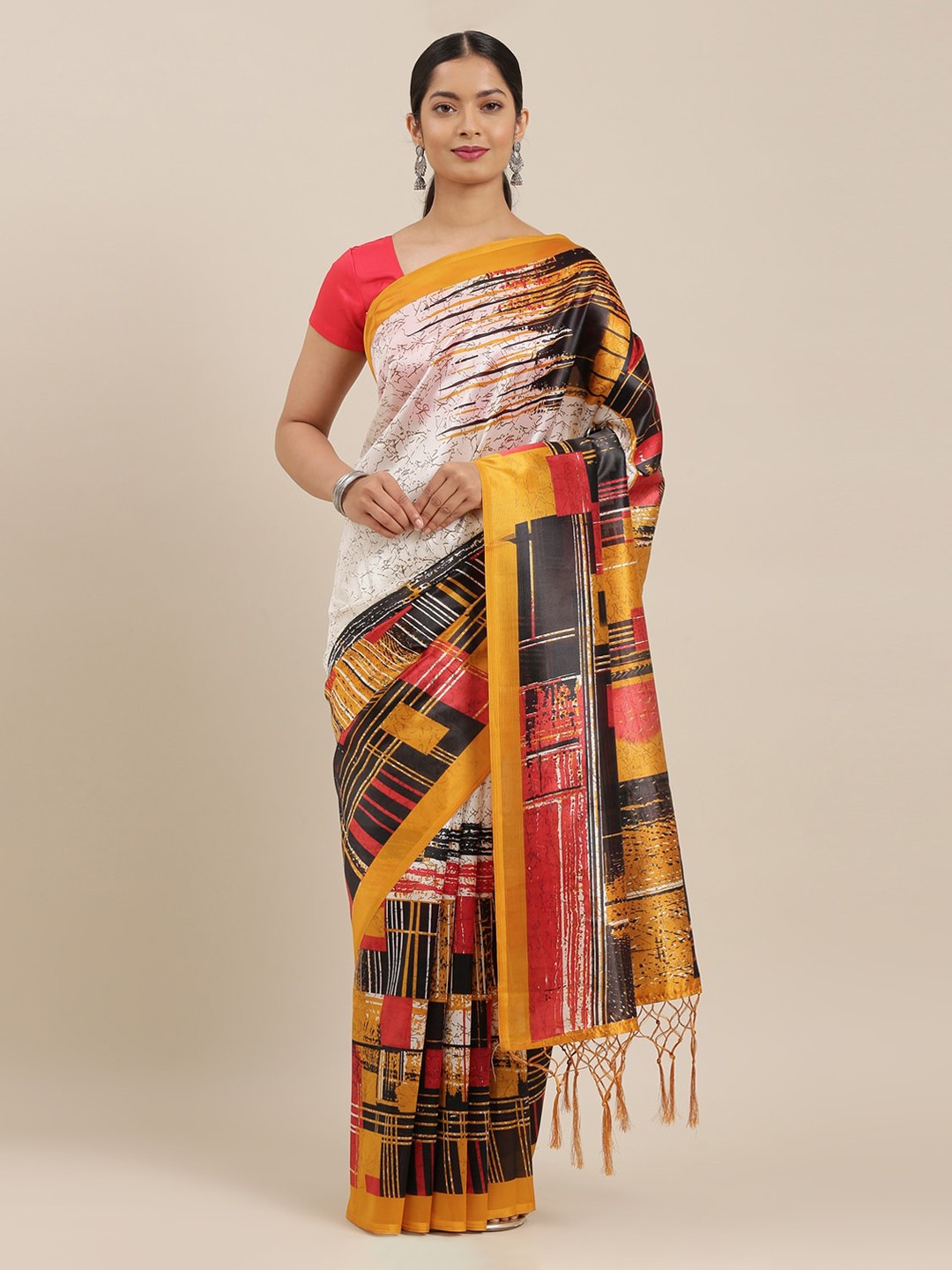 

The Chennai Silks Multicoloured Printed Polyester Saree, Multi