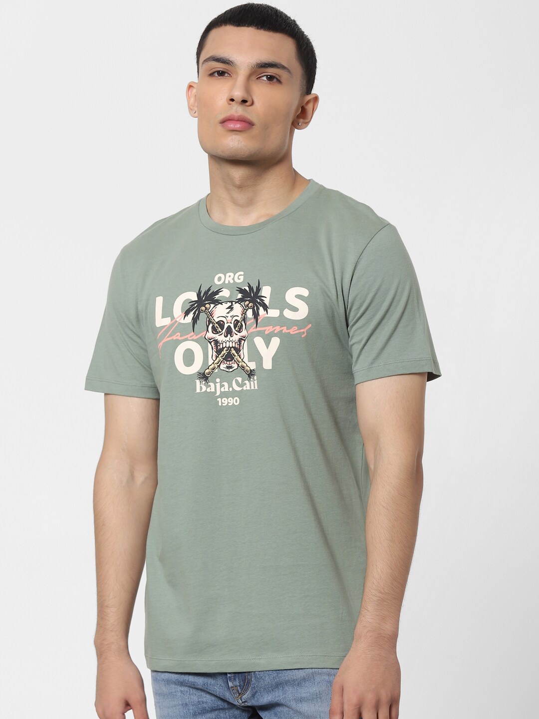 

Jack & Jones Men Green Printed Round Neck T-shirt