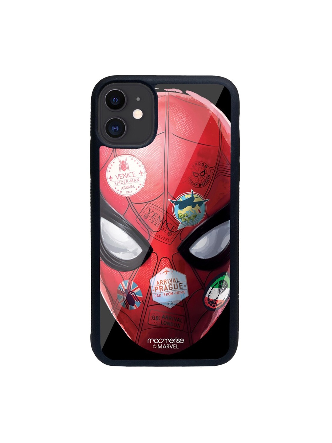 

macmerise Black & Red Spidey Travel Stamps iPhone 11 Back Case
