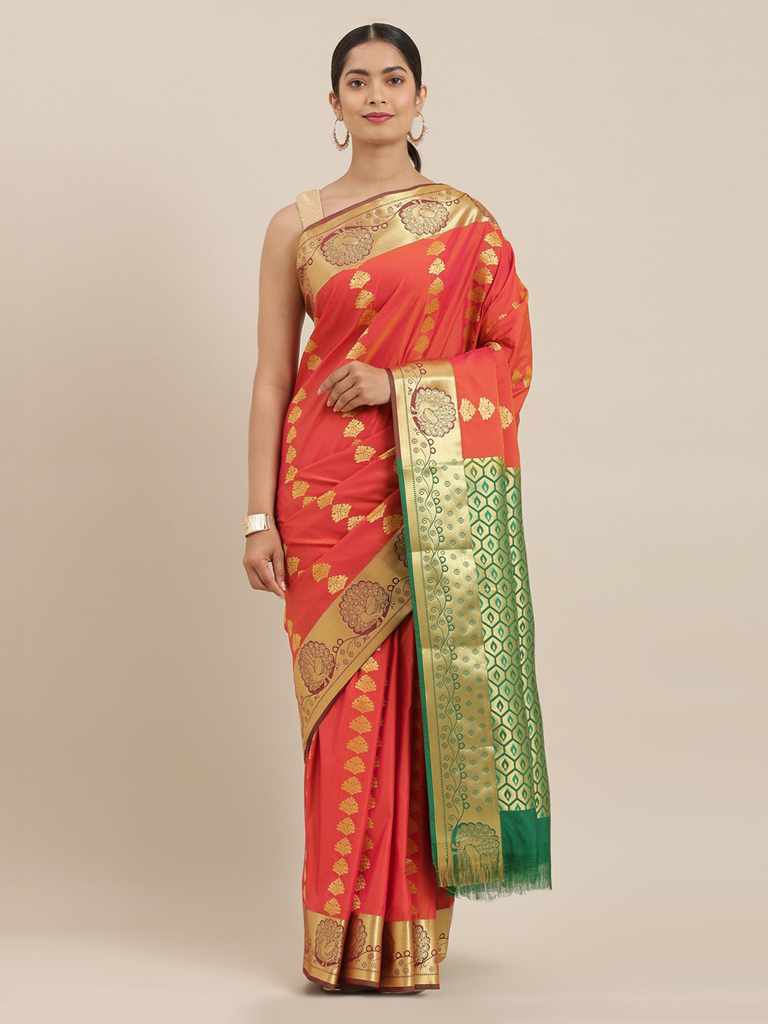 

The Chennai Silks Rust Woven Design Art Silk Saree