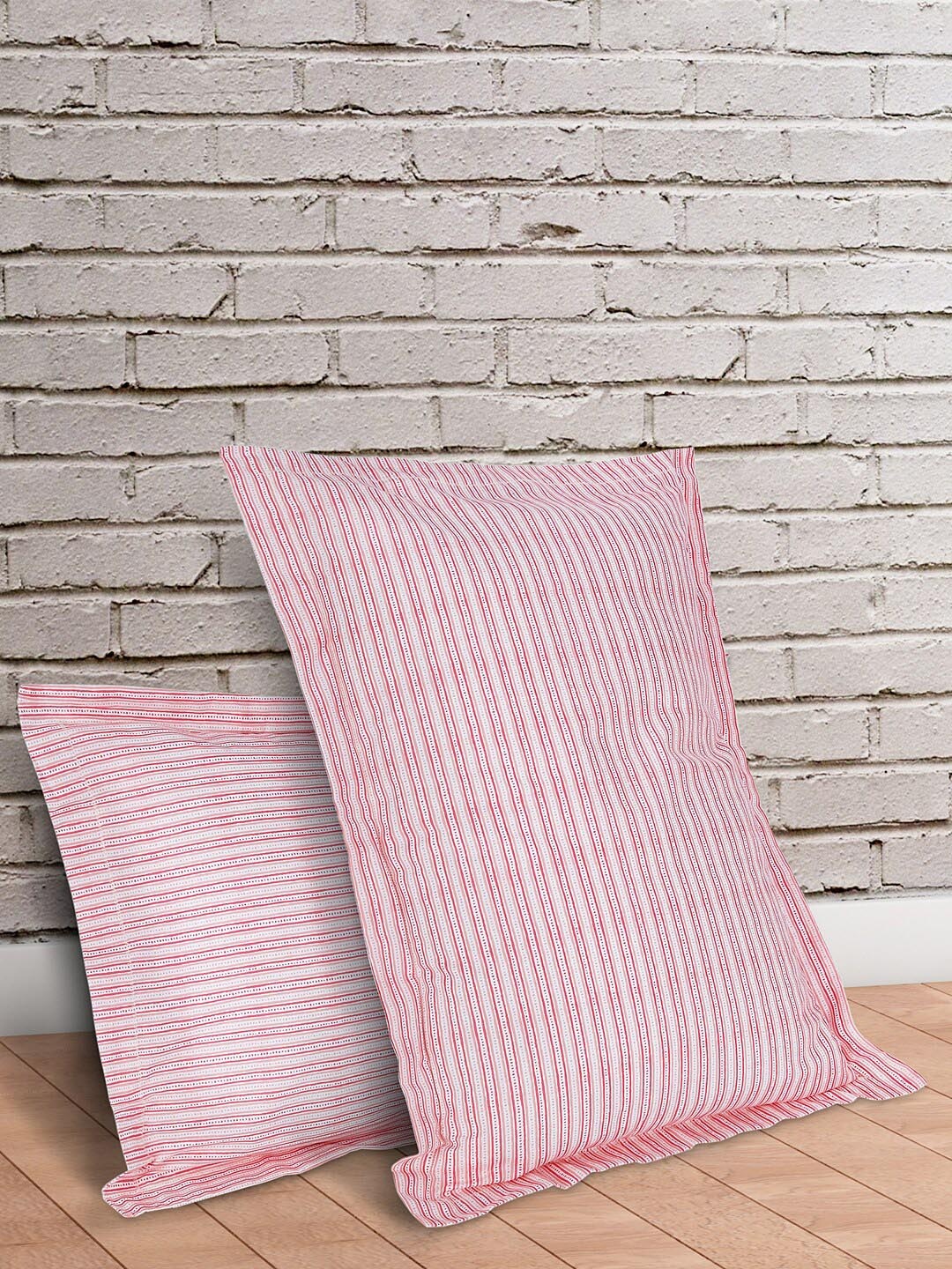 

Living scapes by Pantaloons Set Of 2 Pink & White Striped Pillow Covers