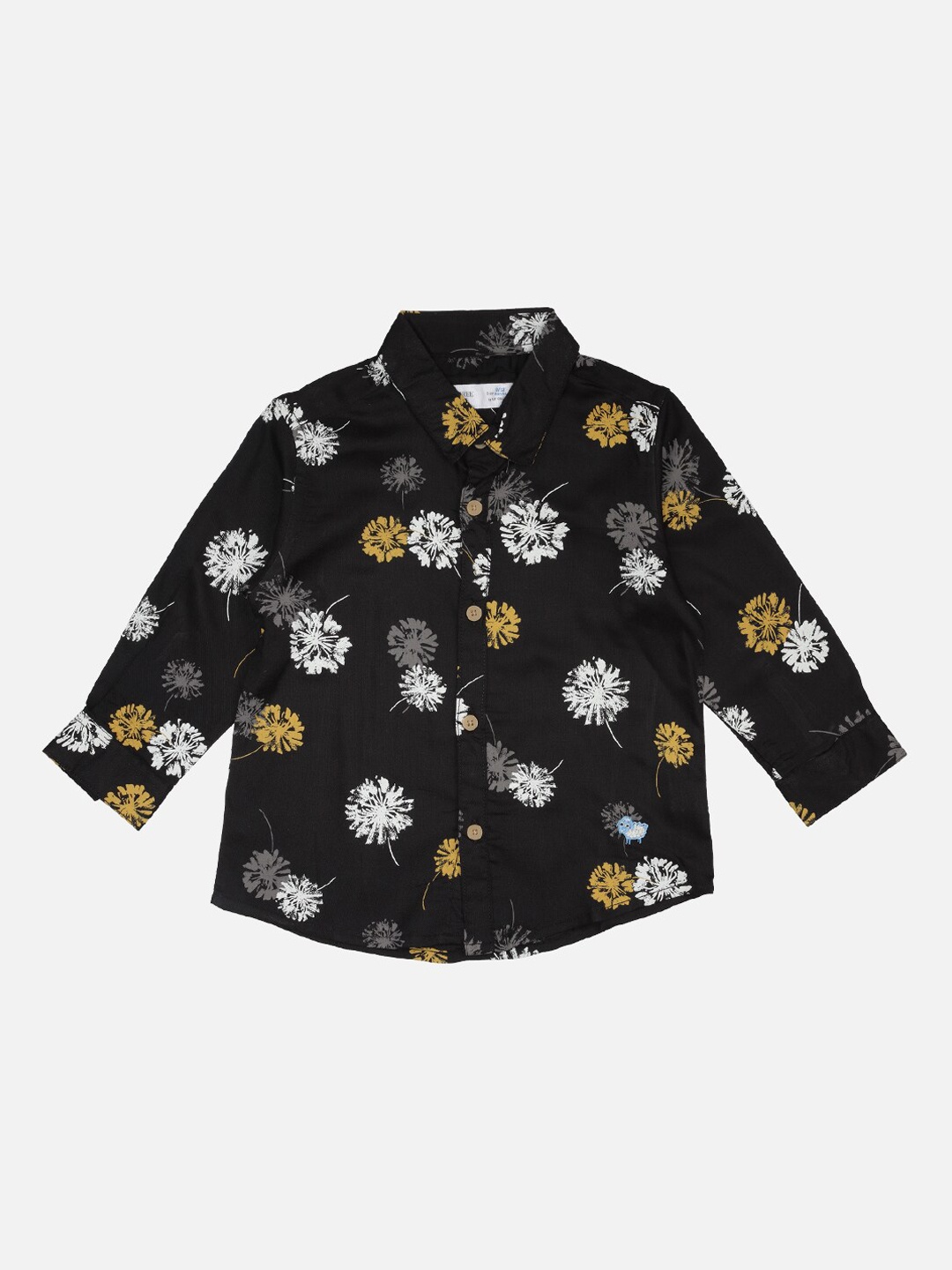 

ZERO THREE Boys Black Regular Fit Printed Cotton Casual Shirt