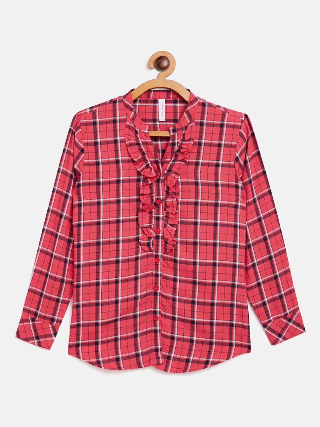 

Crimsoune Club Girls Red Slim Fit Checked Casual Shirt