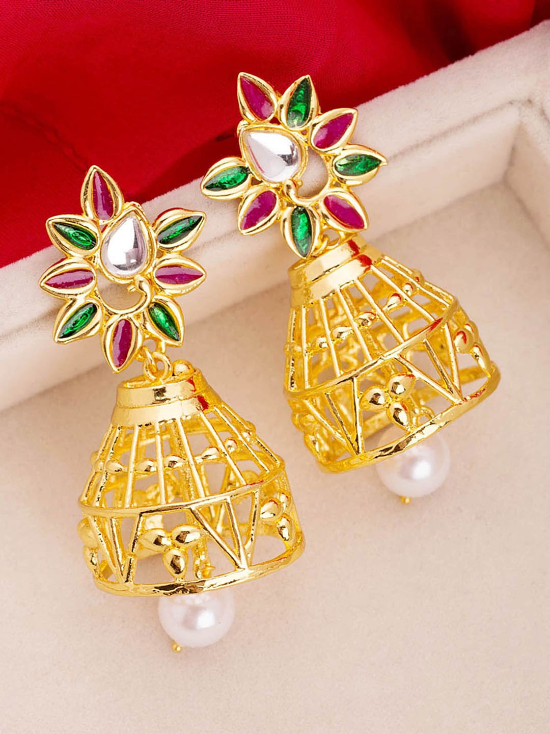 

Voylla Gold-Toned Contemporary Jhumkas