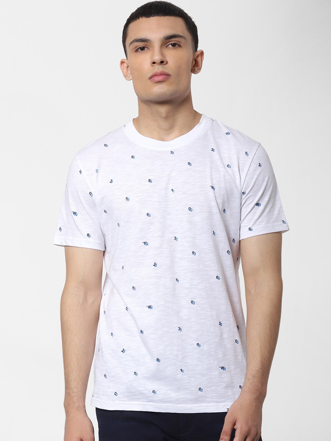 

Jack & Jones Men White Printed Round Neck T-shirt