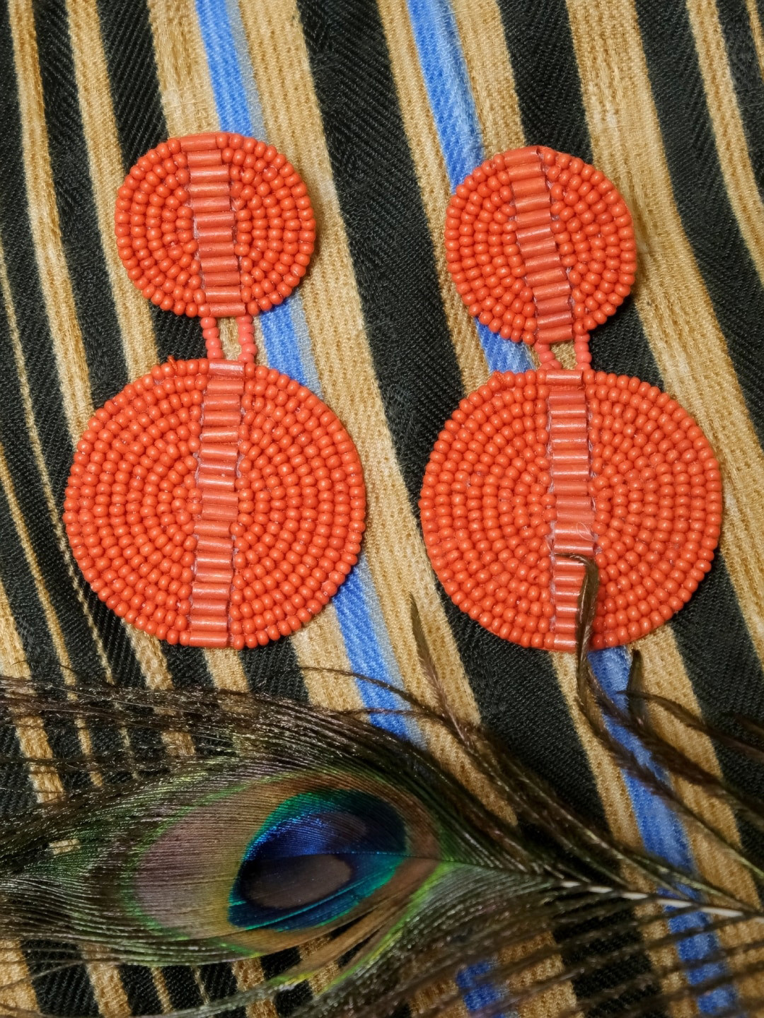 

Crunchy Fashion Gold-Plated Orange Handmade Circular Drop Earrings