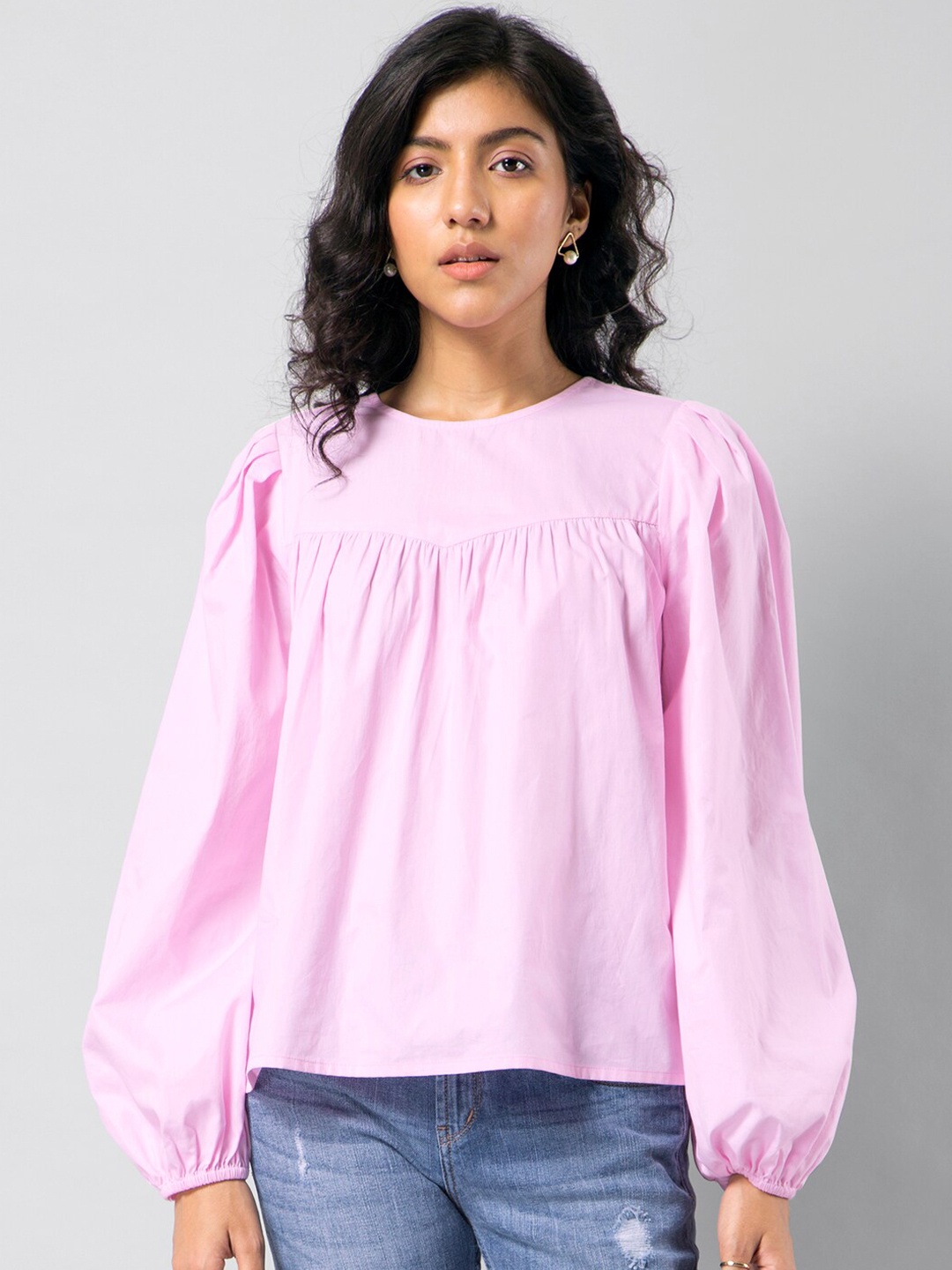 

Faballey Pink Pure Cotton A-line Top