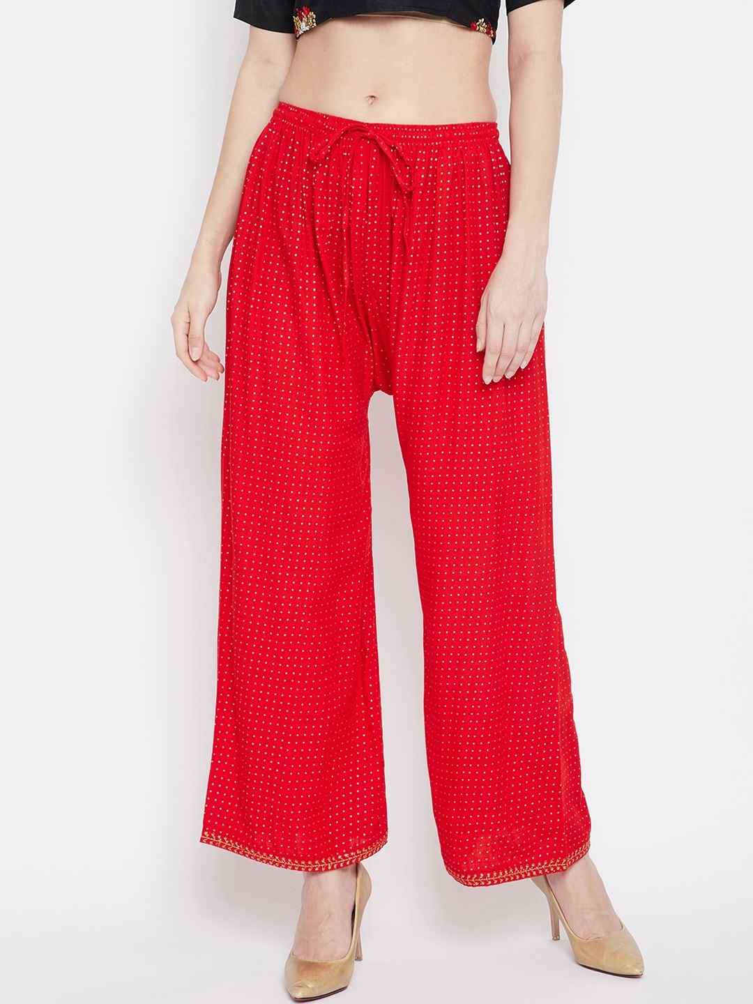 

Clora Creation Women Red Printed Wide Leg Palazzos