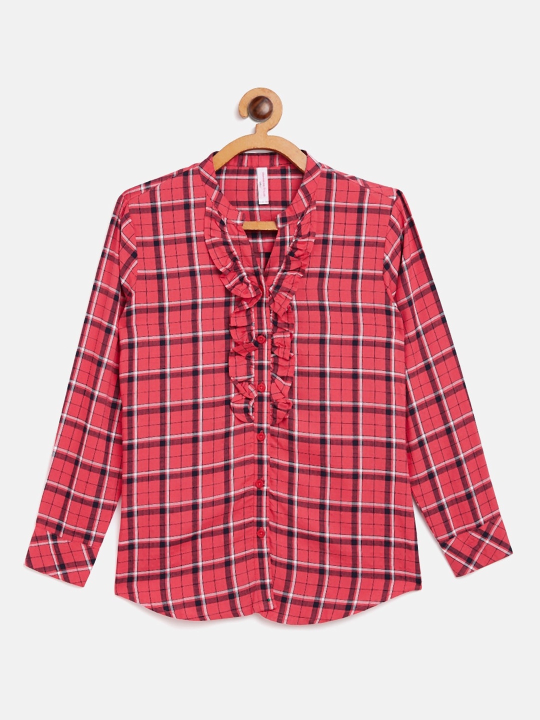 

Crimsoune Club Girls Red & Black Slim Fit Checked Casual Shirt