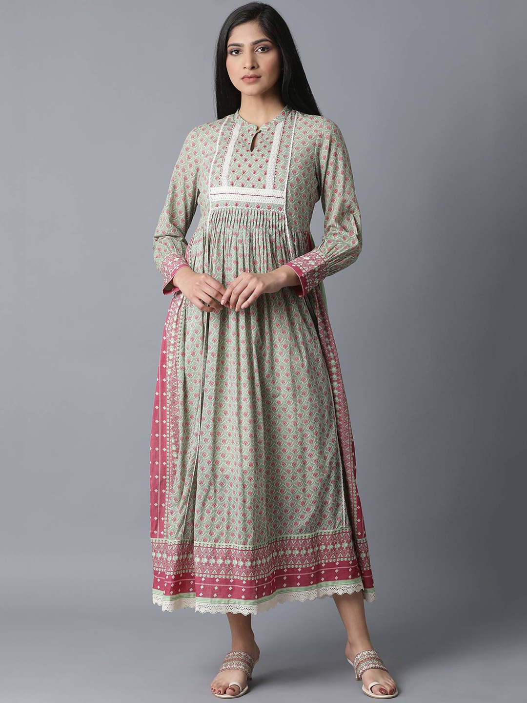 W Women Green Printed Maxi Dress